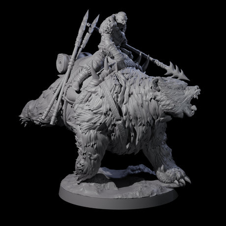 Wild Bear Rider B Miniature for Dungeons and Dragons, Pathfinder or other TTRPGs