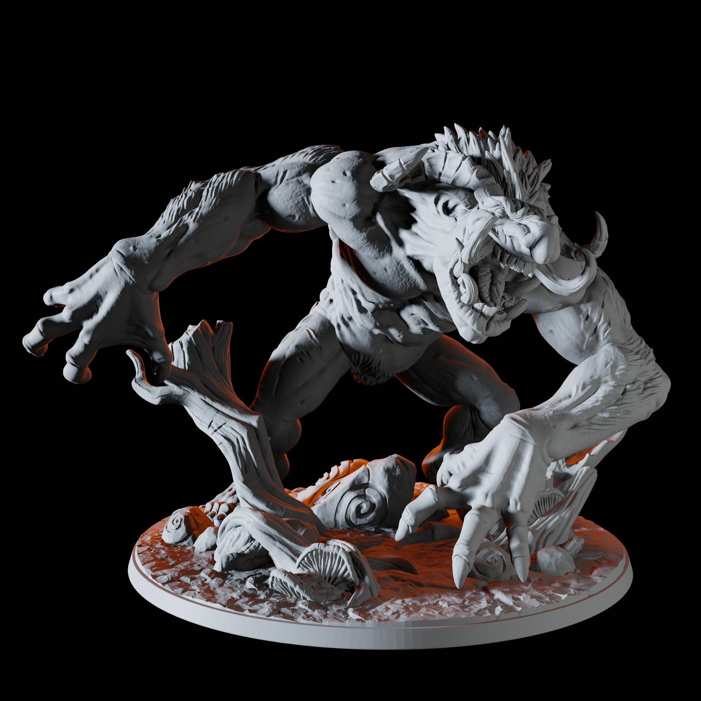 Wild Berserker Troll Miniature for Dungeons and Dragons, Pathfinder or other TTRPGs
