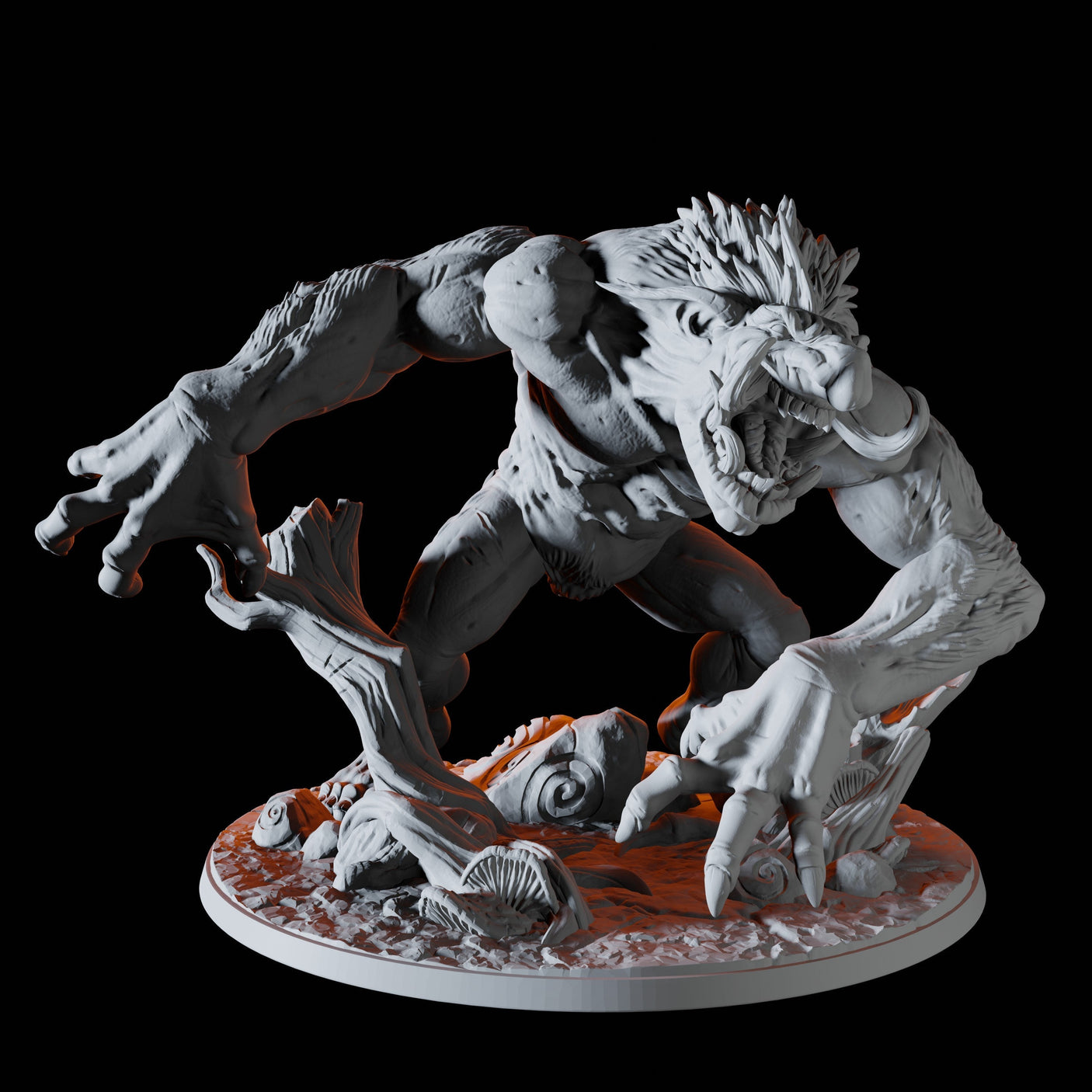 Wild Berserker Troll Miniature for Dungeons and Dragons, Pathfinder or other TTRPGs