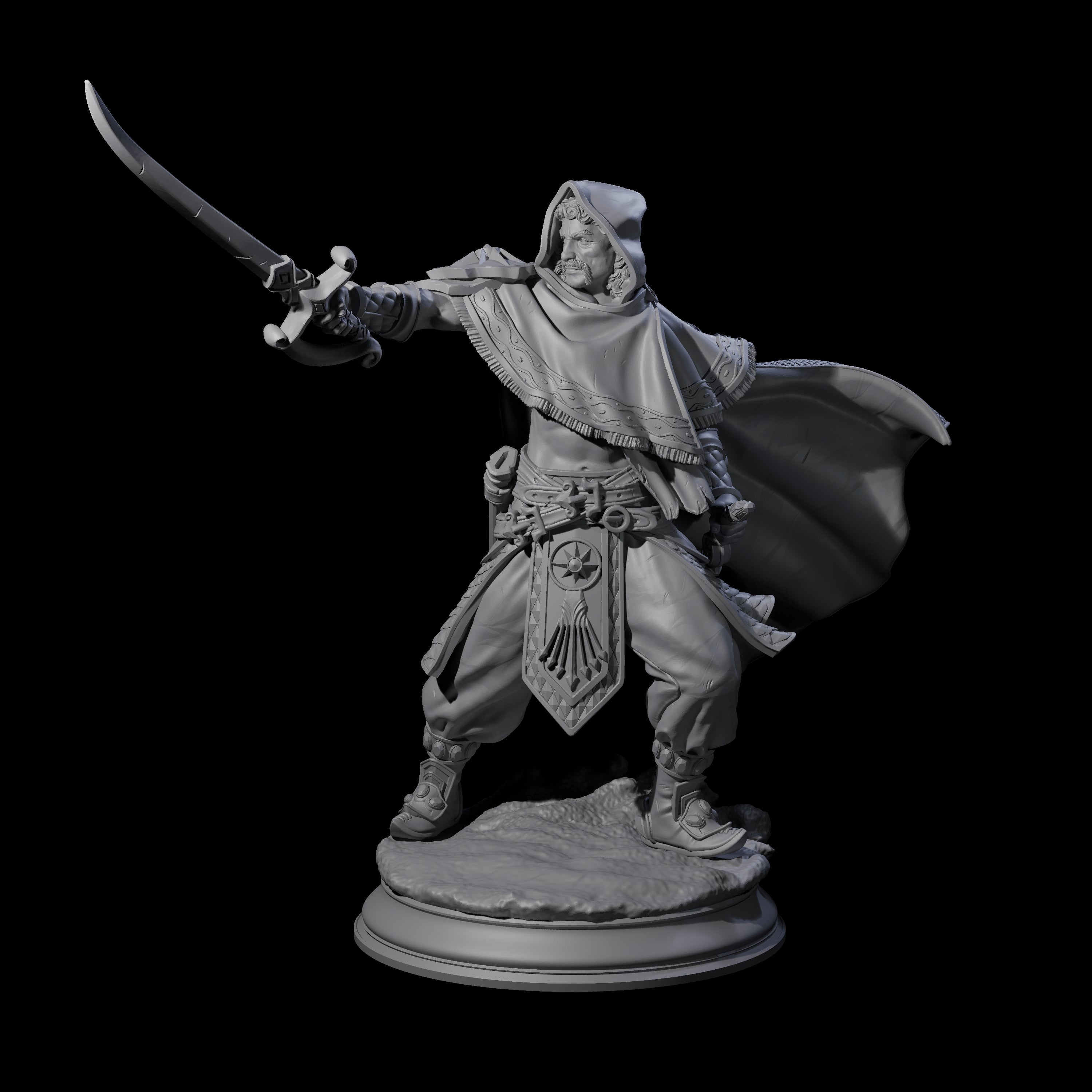 Wind Swept Human Warrior Miniature for Dungeons and Dragons, Pathfinder or other TTRPGs