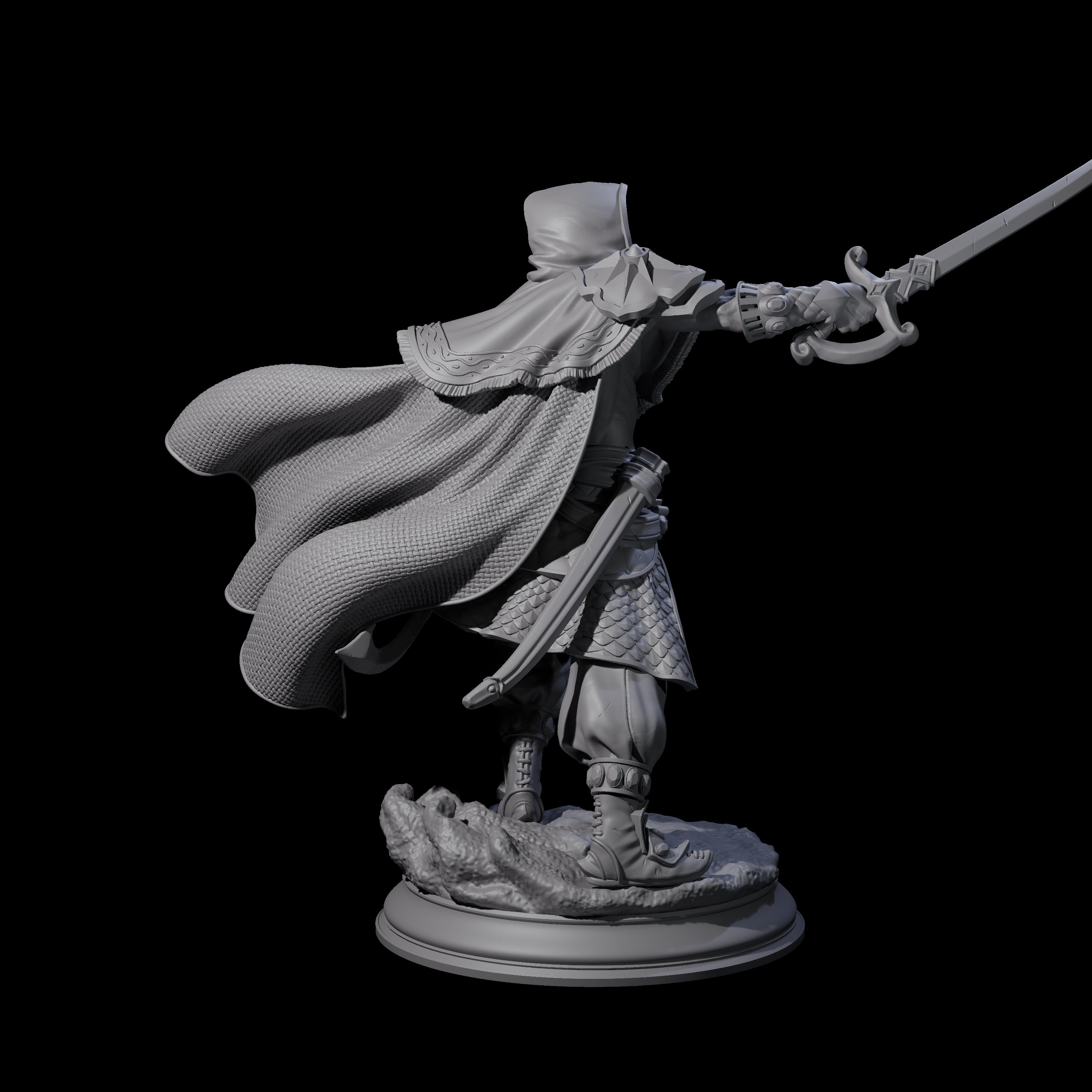 Wind Swept Human Warrior Miniature for Dungeons and Dragons, Pathfinder or other TTRPGs
