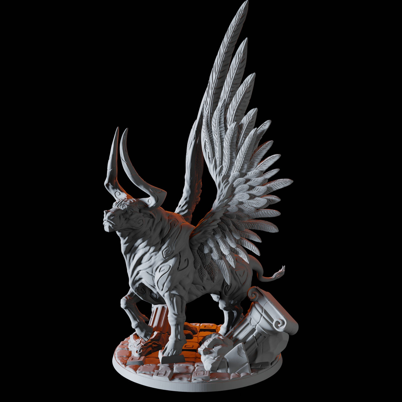 Winged Bull Miniature for Dungeons and Dragons, Pathfinder or other TTRPGs