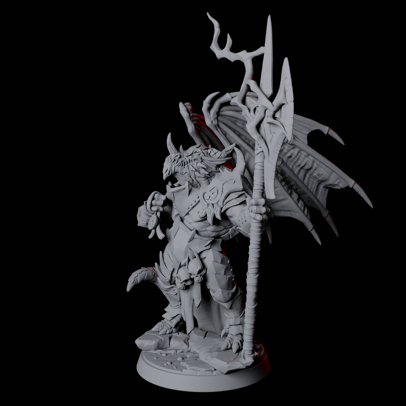 Winged Dragonborn General Miniature for Dungeons and Dragons, Pathfinder or other TTRPGs