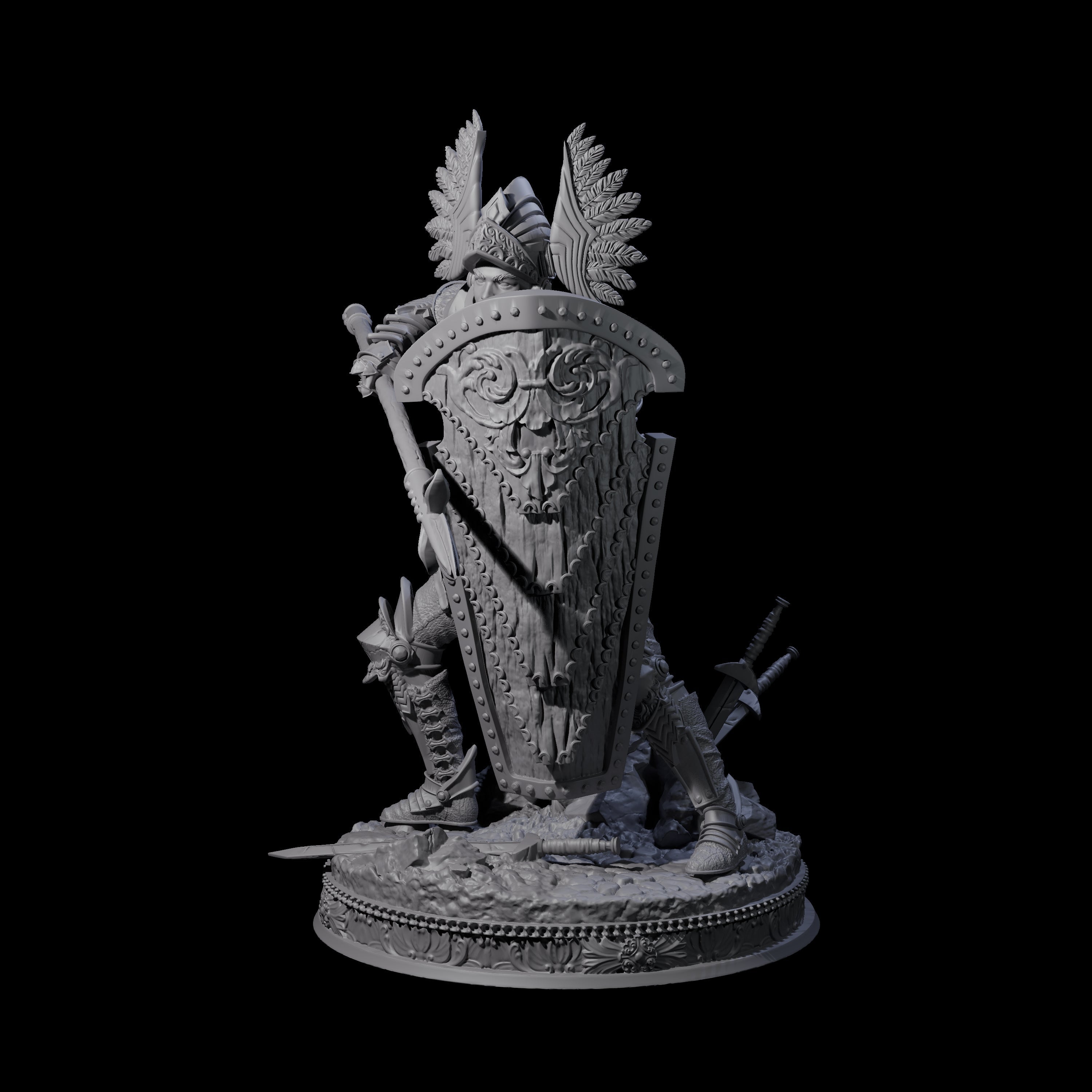 Winged Helm Paladin Miniature for Dungeons and Dragons, Pathfinder or other TTRPGs