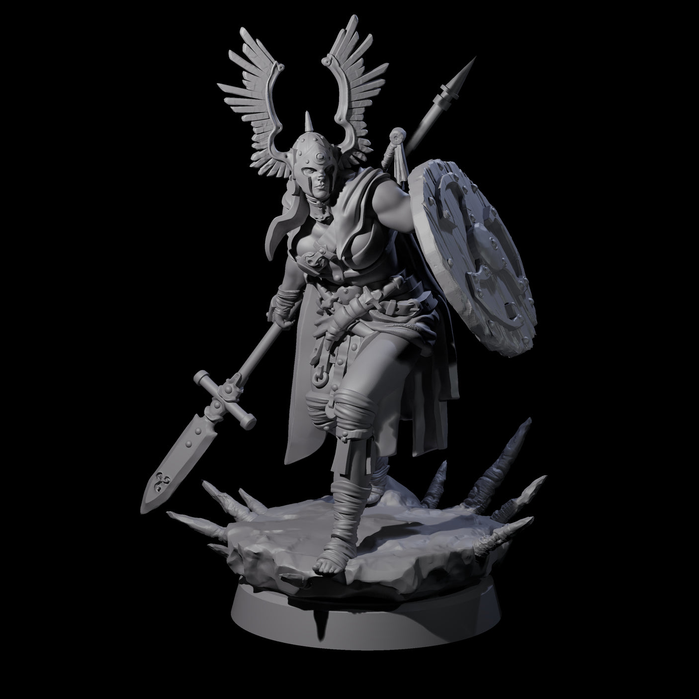 Winged Helm Warchief Miniature for Dungeons and Dragons, Pathfinder or other TTRPGs