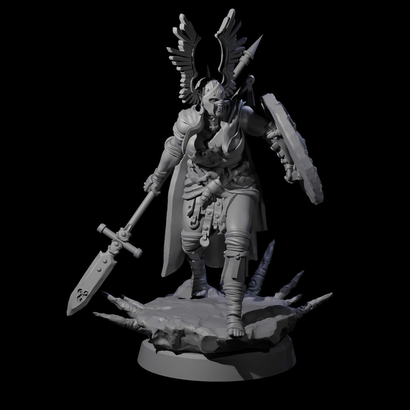 Winged Helm Warchief Miniature for Dungeons and Dragons, Pathfinder or other TTRPGs
