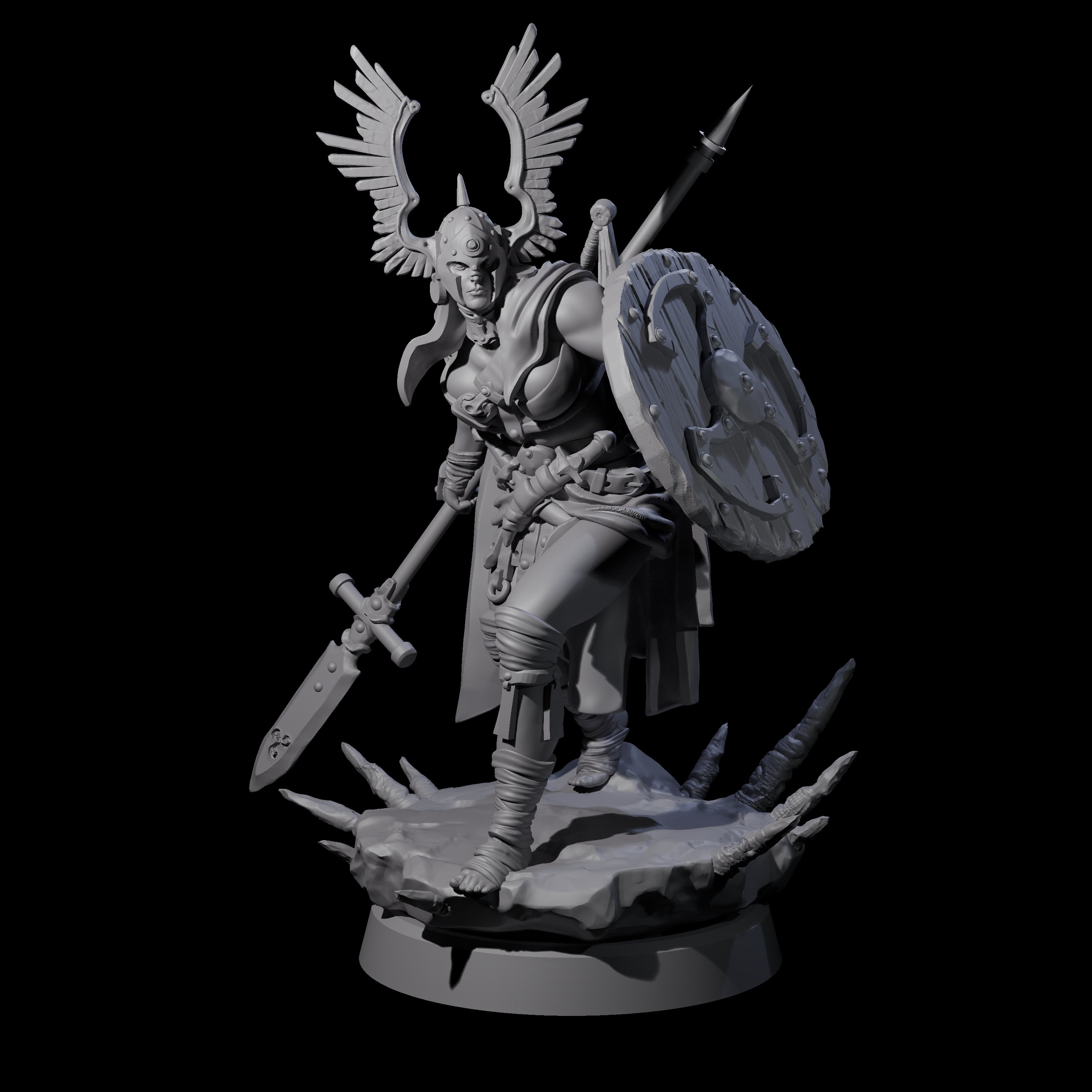 Winged Helm Warchief Miniature for Dungeons and Dragons, Pathfinder or other TTRPGs