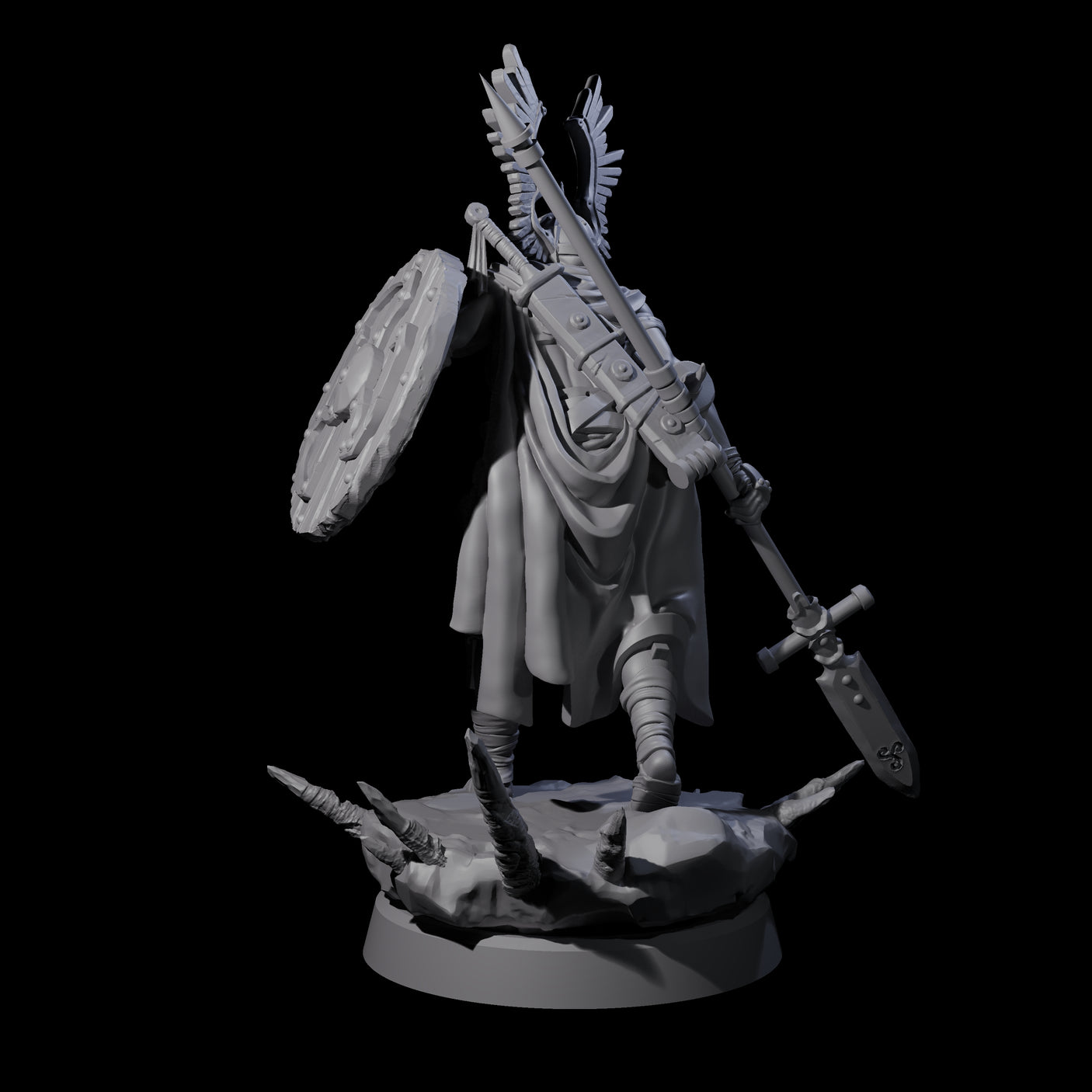 Winged Helm Warchief Miniature for Dungeons and Dragons, Pathfinder or other TTRPGs