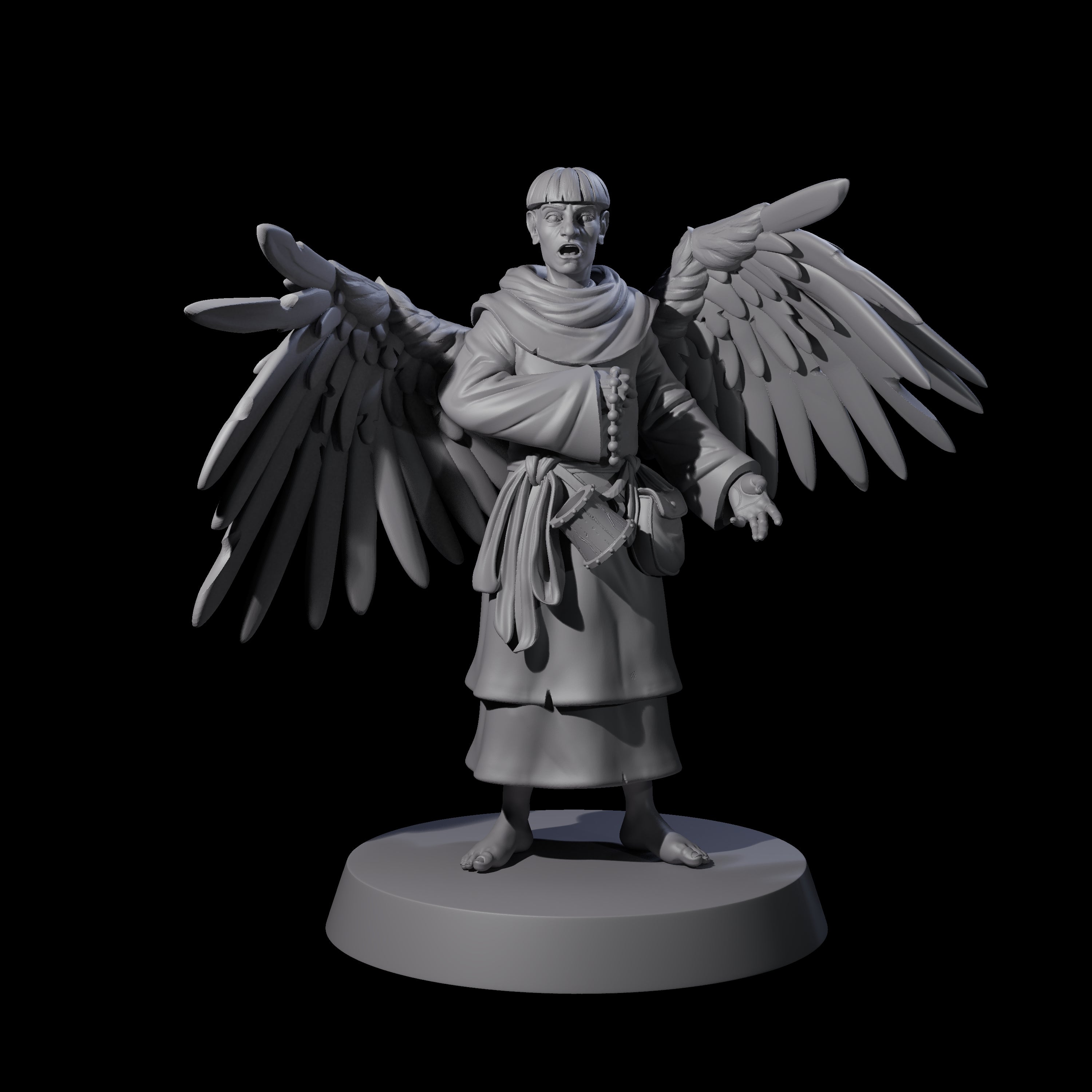 Winged Monk Miniature for Dungeons and Dragons, Pathfinder or other TTRPGs