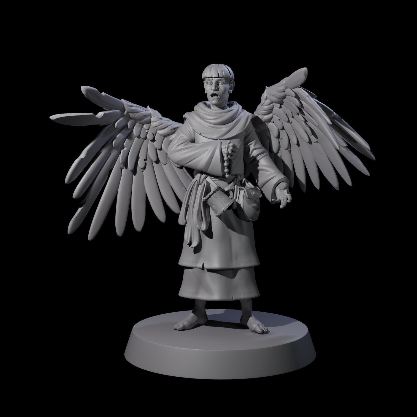 Winged Monk Miniature for Dungeons and Dragons, Pathfinder or other TTRPGs
