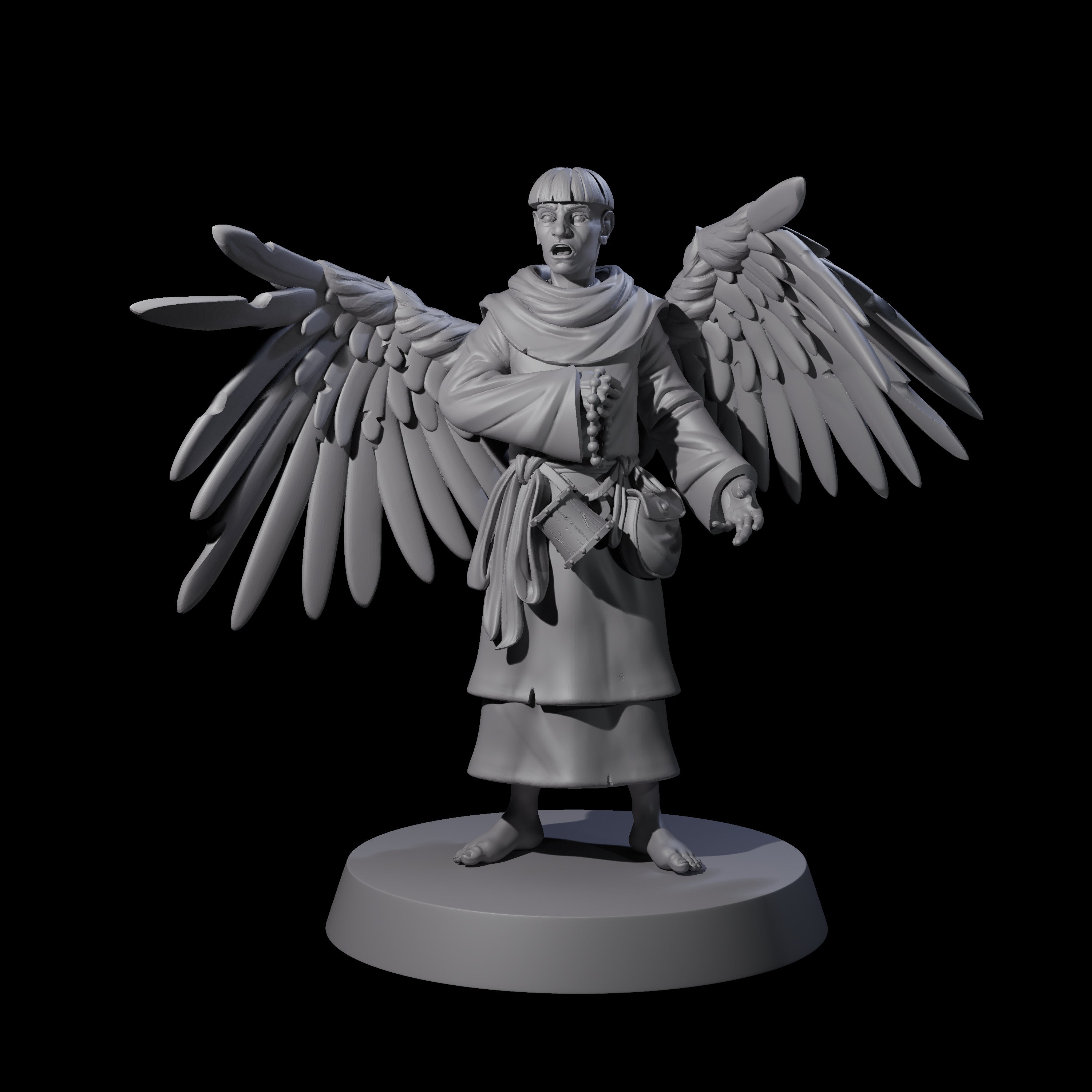 Winged Monk Miniature for Dungeons and Dragons, Pathfinder or other TTRPGs