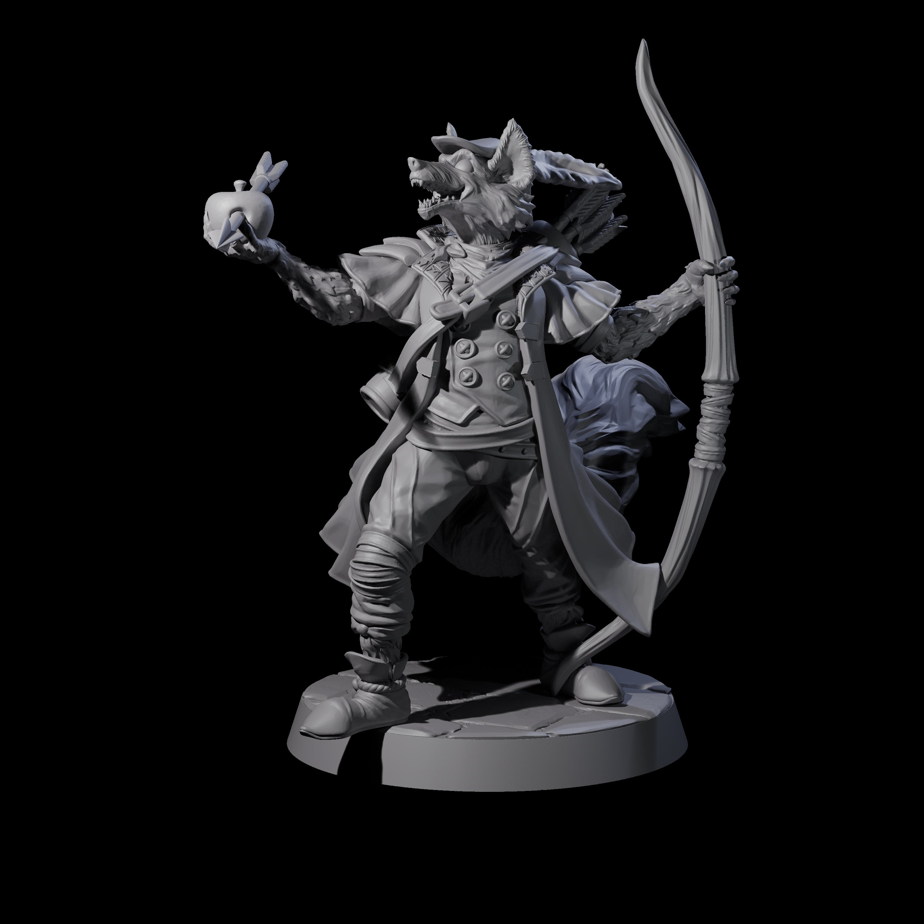 Winning Kitsune Archer Miniature for Dungeons and Dragons, Pathfinder or other TTRPGs