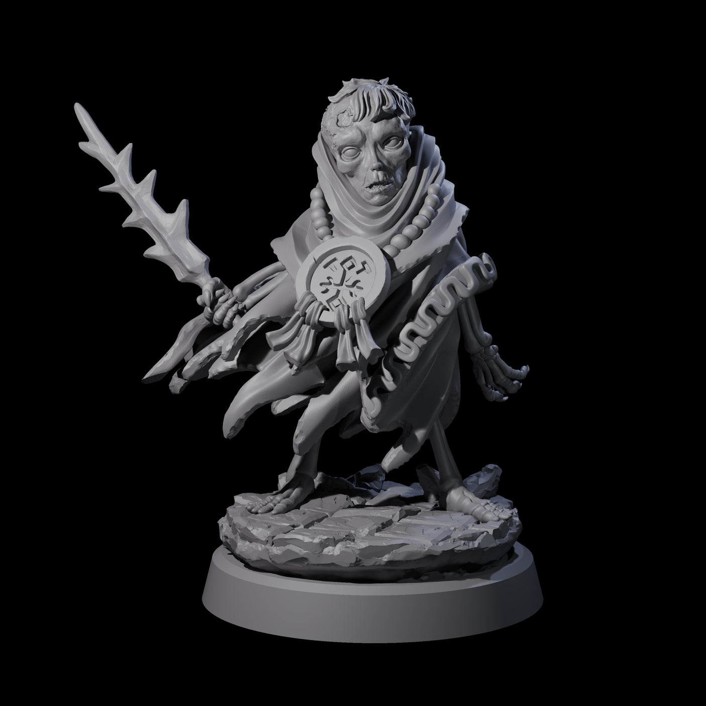 Withered Necromancer Marrowling A Miniature for Dungeons and Dragons, Pathfinder or other TTRPGs