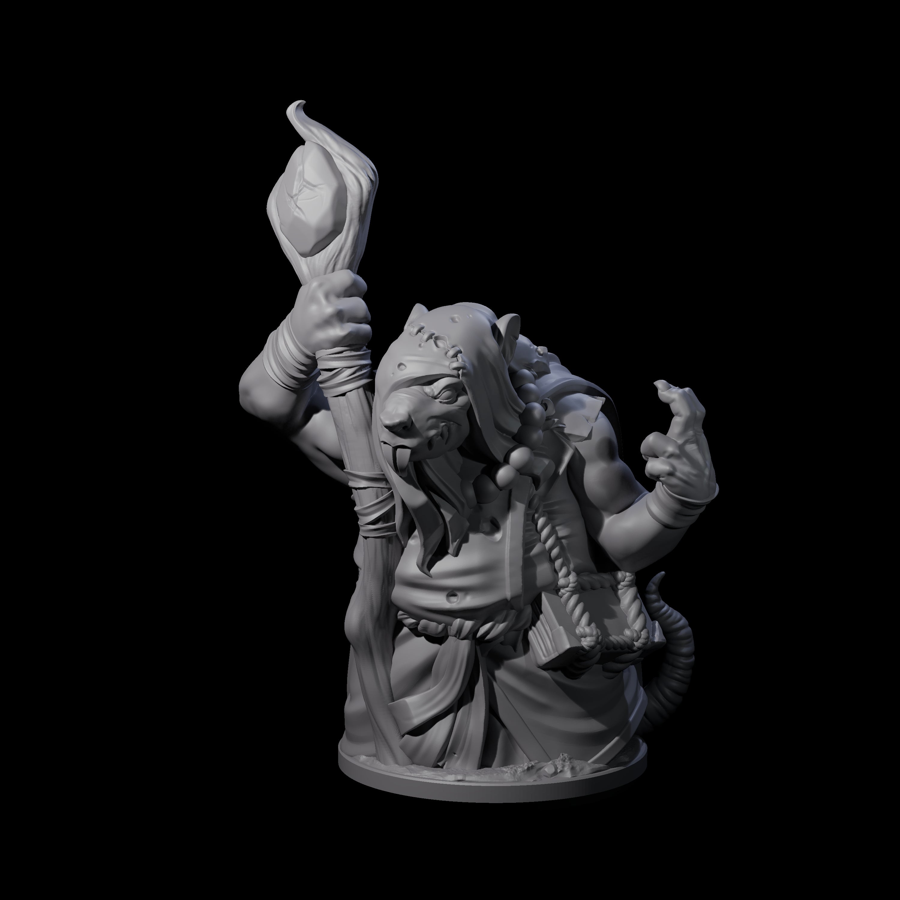 Withering Ratfolk Plaguecrafter B Miniature for Dungeons and Dragons, Pathfinder or other TTRPGs