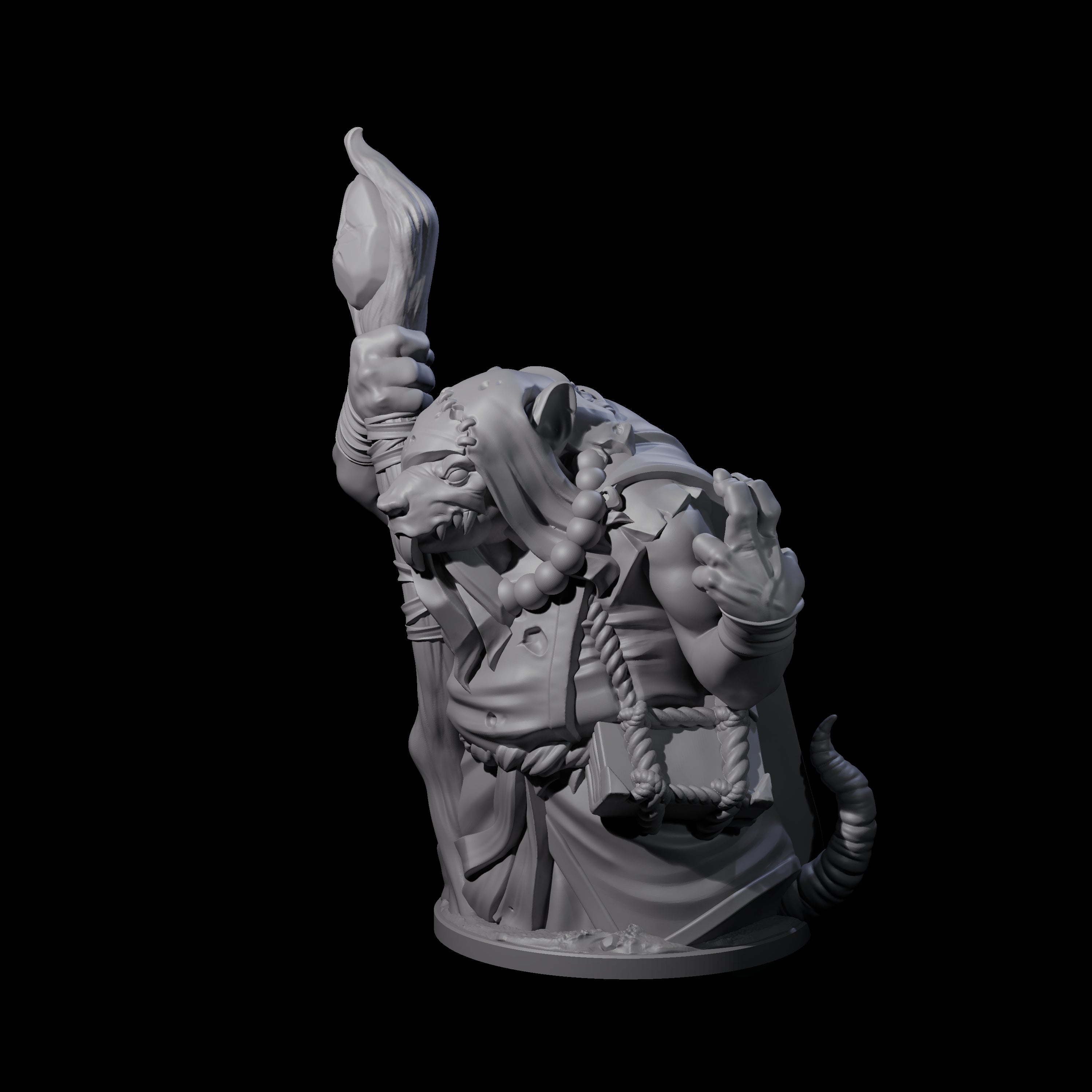 Withering Ratfolk Plaguecrafter B Miniature for Dungeons and Dragons, Pathfinder or other TTRPGs
