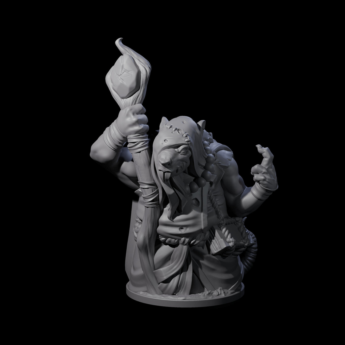 Withering Ratfolk Plaguecrafter B Miniature for Dungeons and Dragons, Pathfinder or other TTRPGs