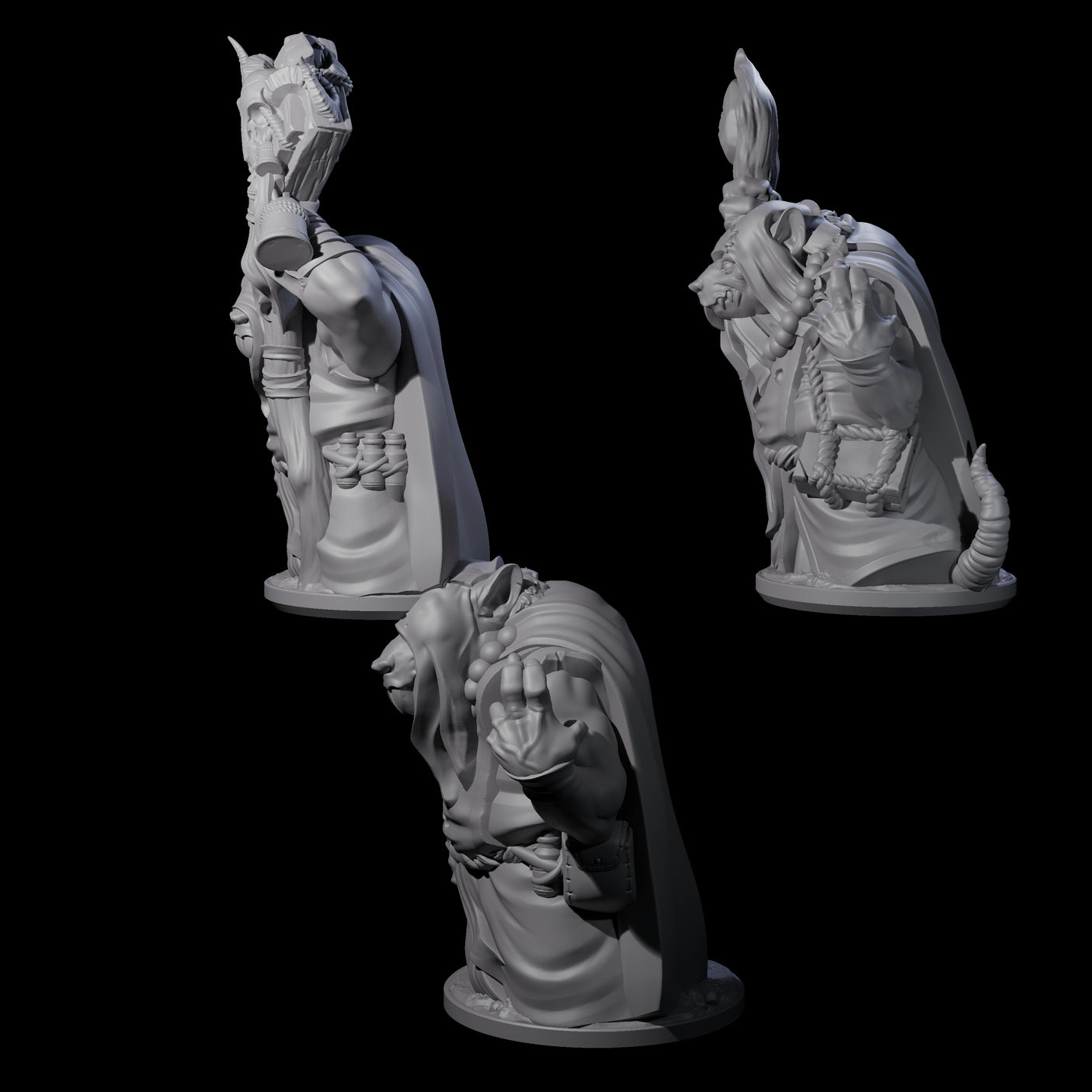 Withering Ratfolk Plaguecrafters Miniature for Dungeons and Dragons, Pathfinder or other TTRPGs