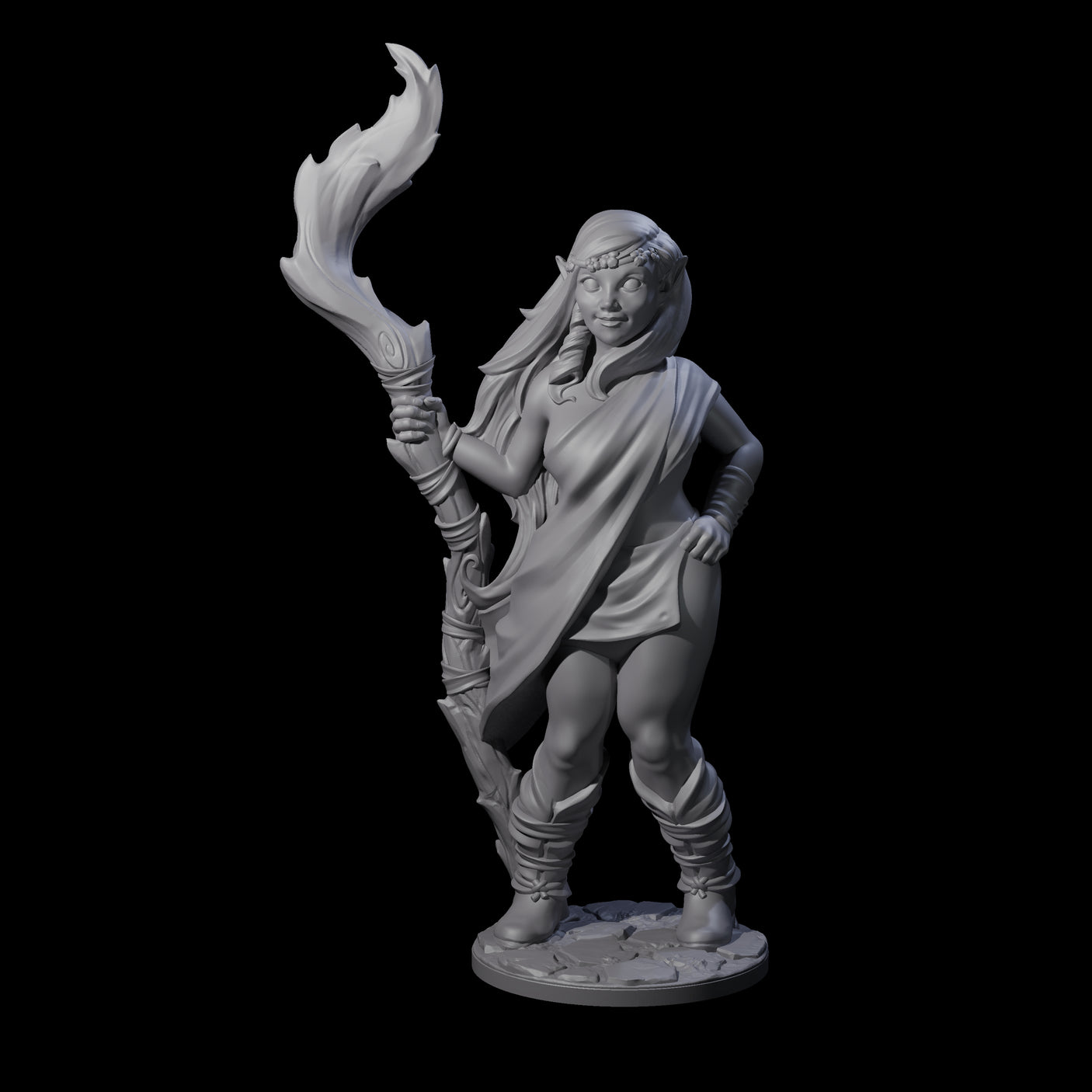 Wooded Elf Mage A Miniature for Dungeons and Dragons, Pathfinder or other TTRPGs