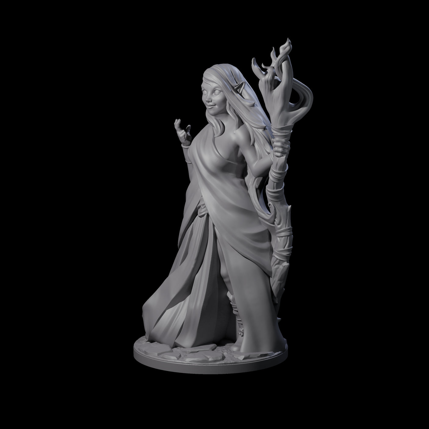 Wooded Elf Mage B Miniature for Dungeons and Dragons, Pathfinder or other TTRPGs