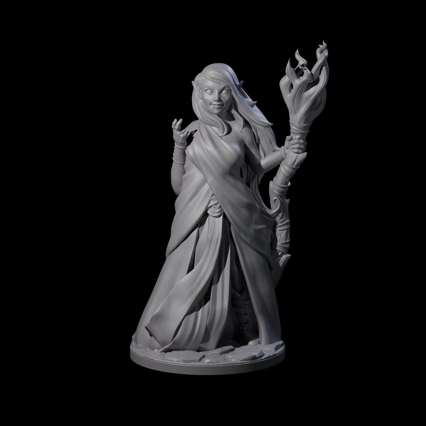 Wooded Elf Mage B Miniature for Dungeons and Dragons, Pathfinder or other TTRPGs