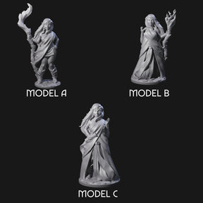 Wooded Elf Mages Miniature for Dungeons and Dragons, Pathfinder or other TTRPGs