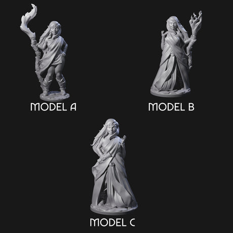 Wooded Elf Mages Miniature for Dungeons and Dragons, Pathfinder or other TTRPGs