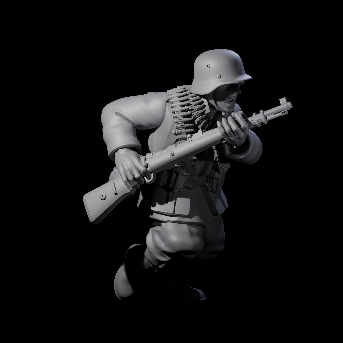 World War 2 Sprinting German Gunner Assistant A Miniature for Dungeons and Dragons, Pathfinder or other TTRPGs