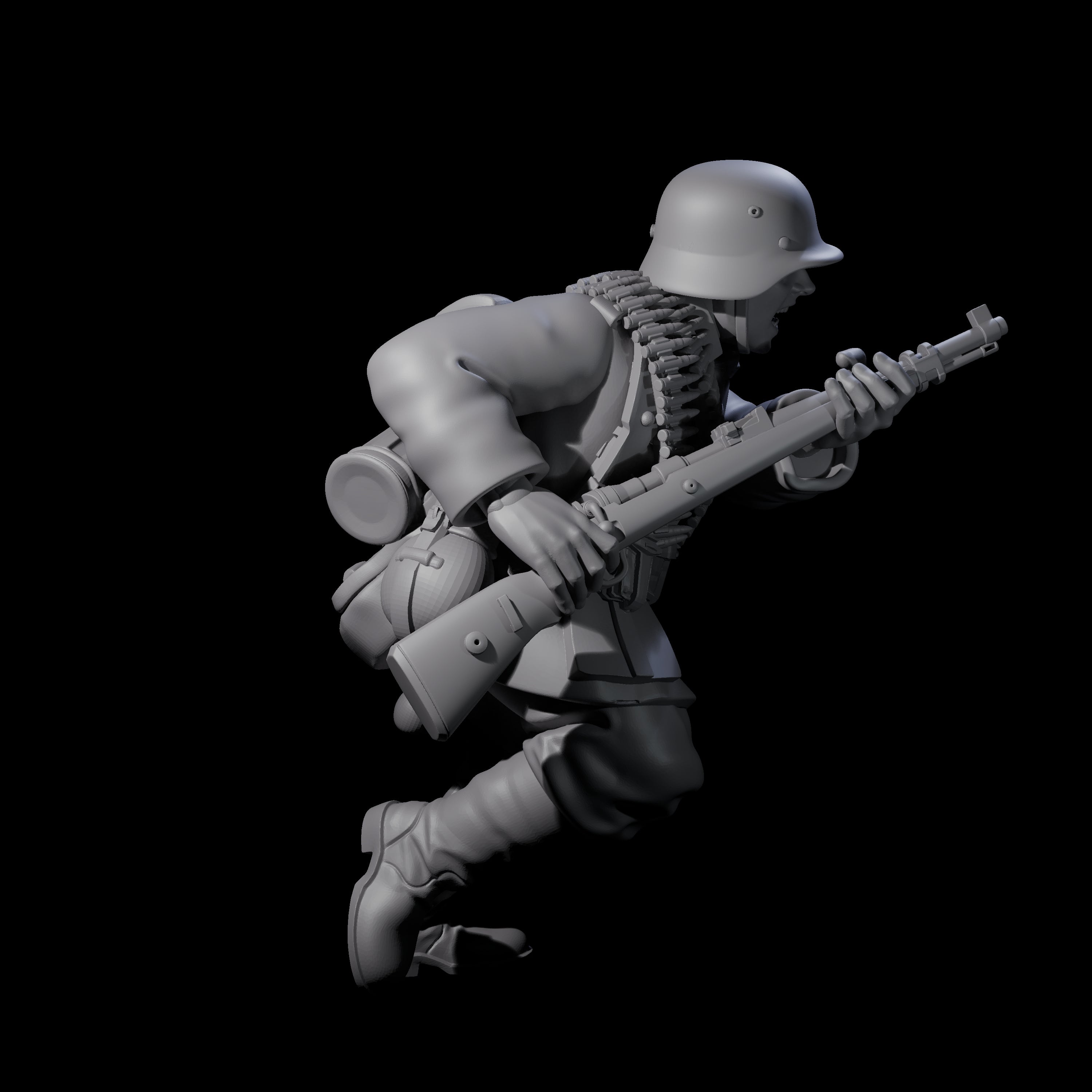 World War 2 Sprinting German Gunner Assistant A Miniature for Dungeons and Dragons, Pathfinder or other TTRPGs