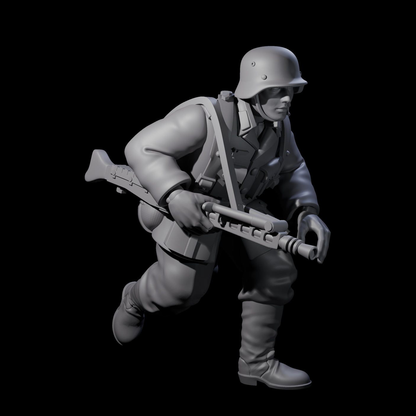 World War 2 Sprinting German Gunners Miniature for Dungeons and Dragons, Pathfinder or other TTRPGs
