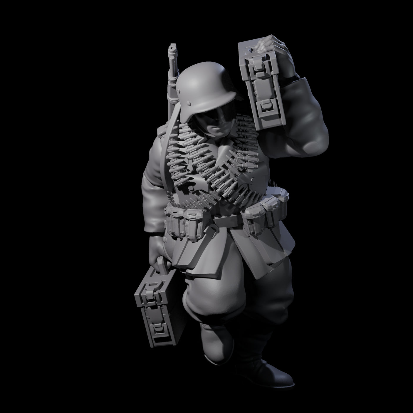 World War 2 Sprinting German Gunners Miniature for Dungeons and Dragons, Pathfinder or other TTRPGs