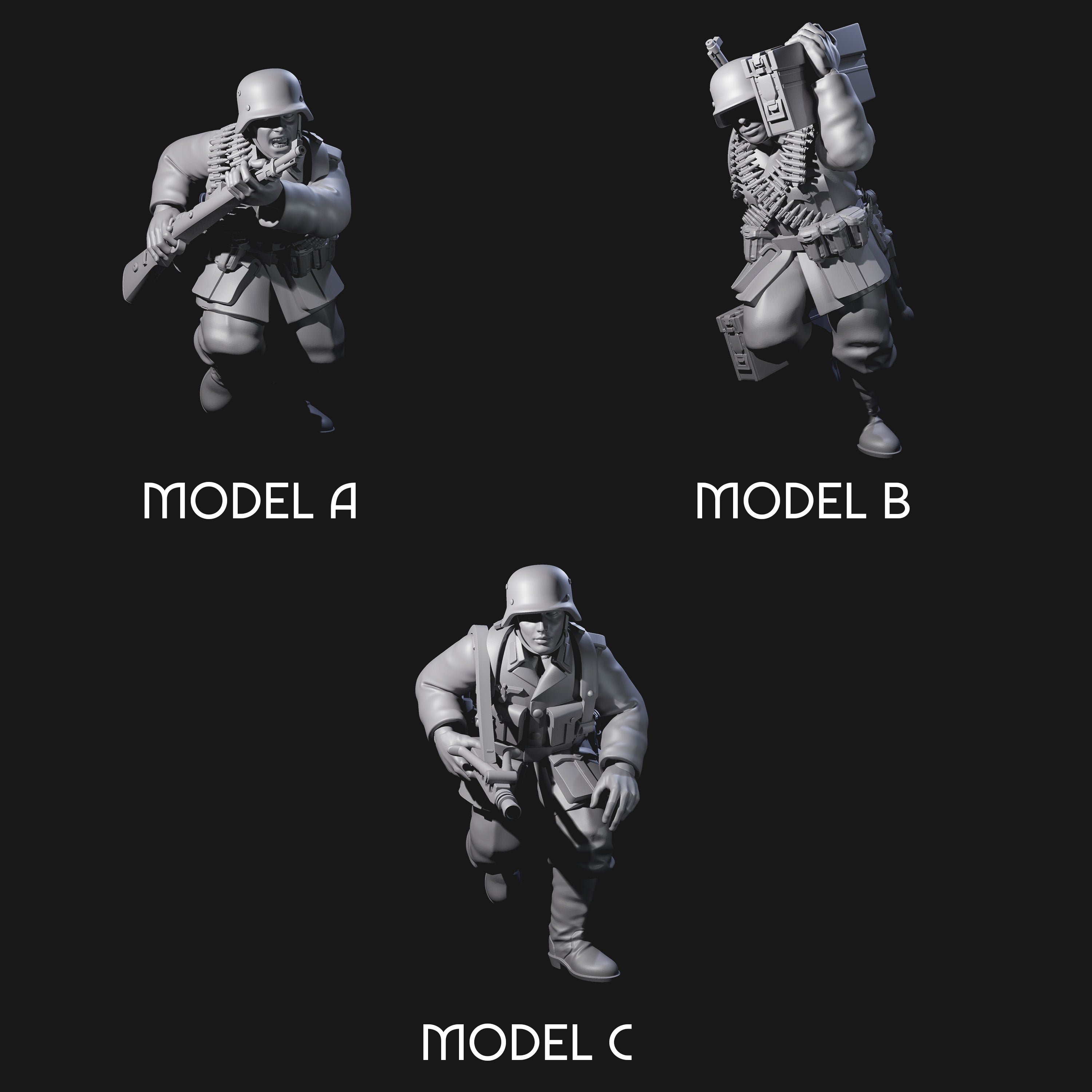 World War 2 Sprinting German Gunners Miniature for Dungeons and Dragons, Pathfinder or other TTRPGs