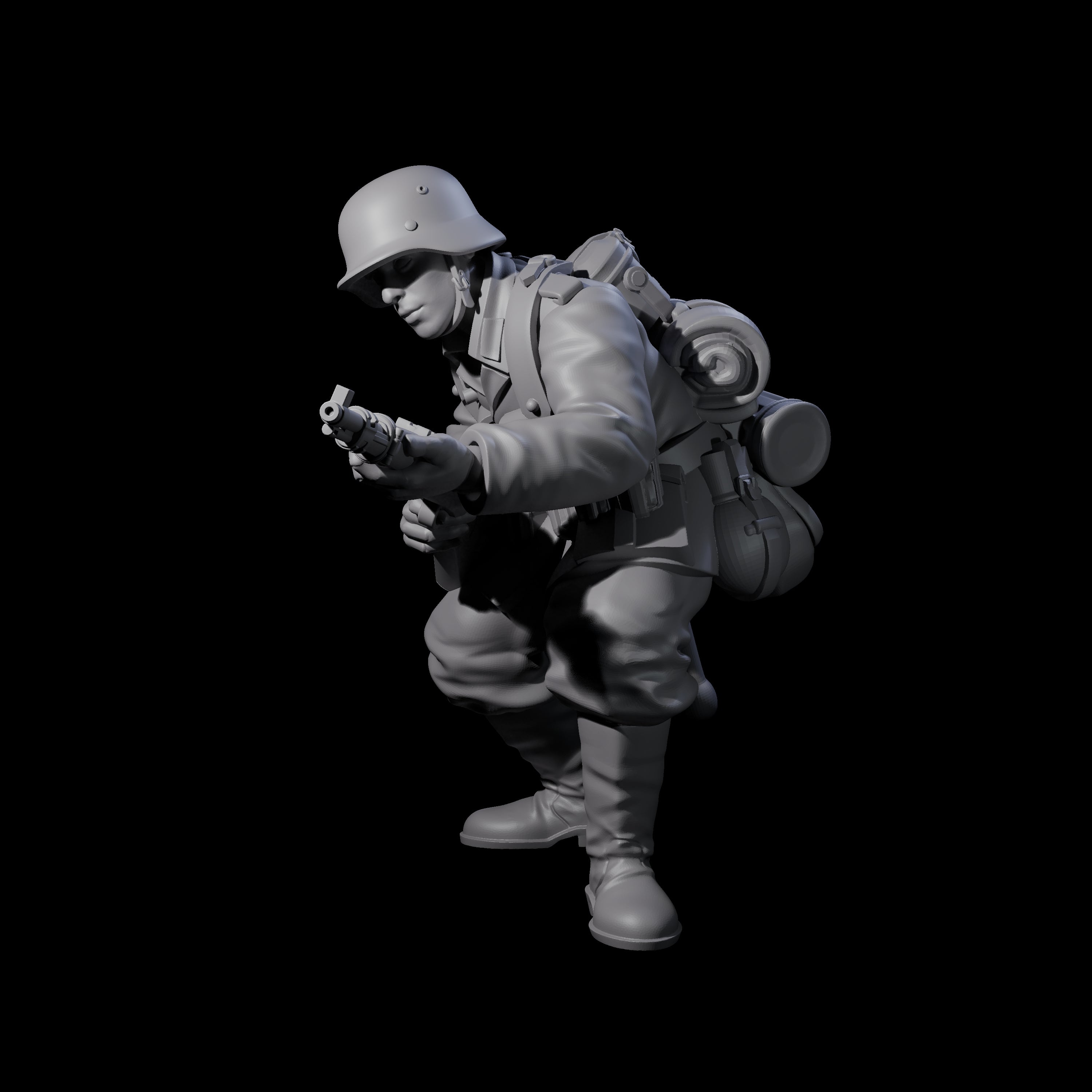 World War 2 Under Fire German Rifleman B Miniature for Dungeons and Dragons, Pathfinder or other TTRPGs