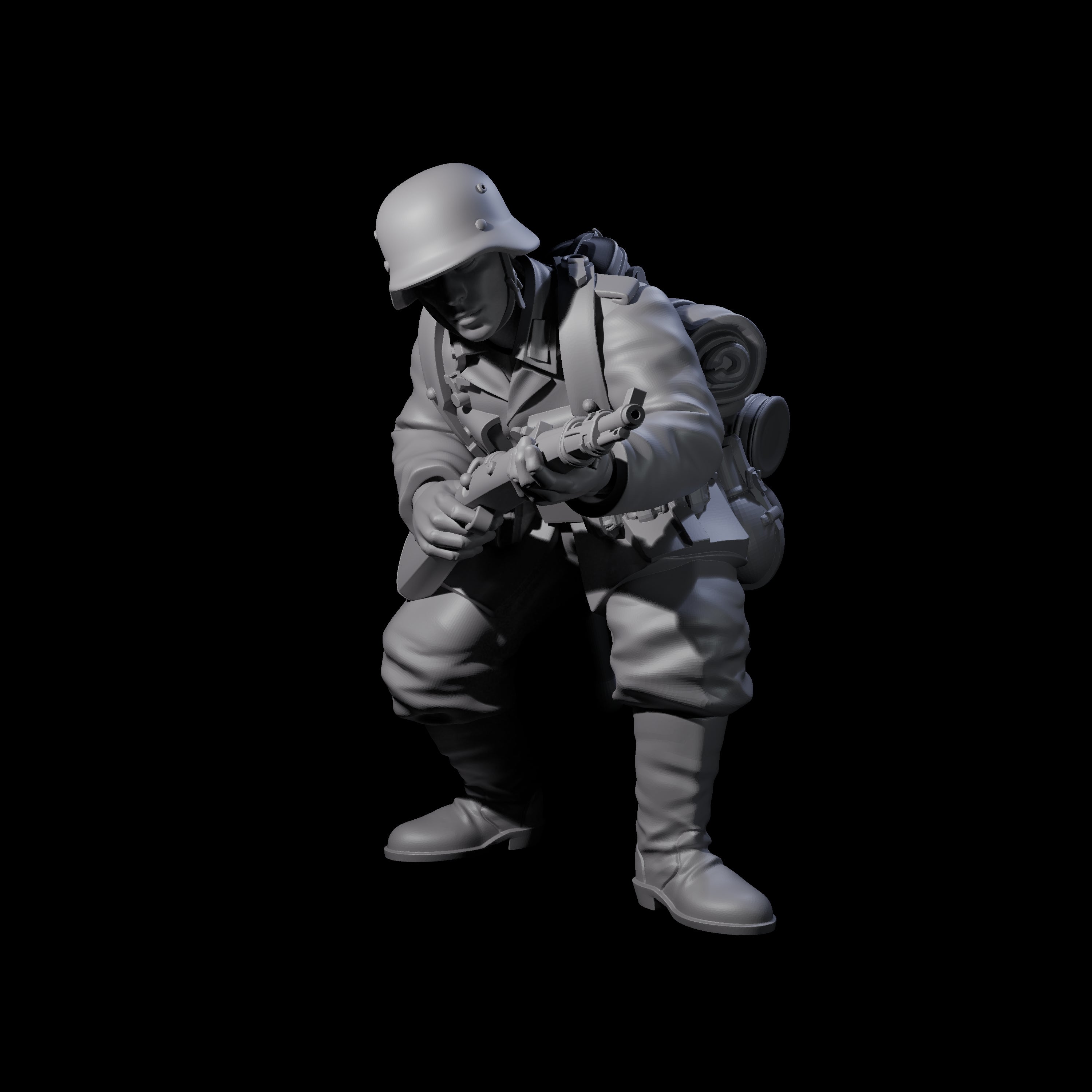 World War 2 Under Fire German Rifleman B Miniature for Dungeons and Dragons, Pathfinder or other TTRPGs