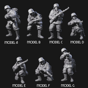 World War 2 Under Fire German Riflemen Miniature for Dungeons and Dragons, Pathfinder or other TTRPGs