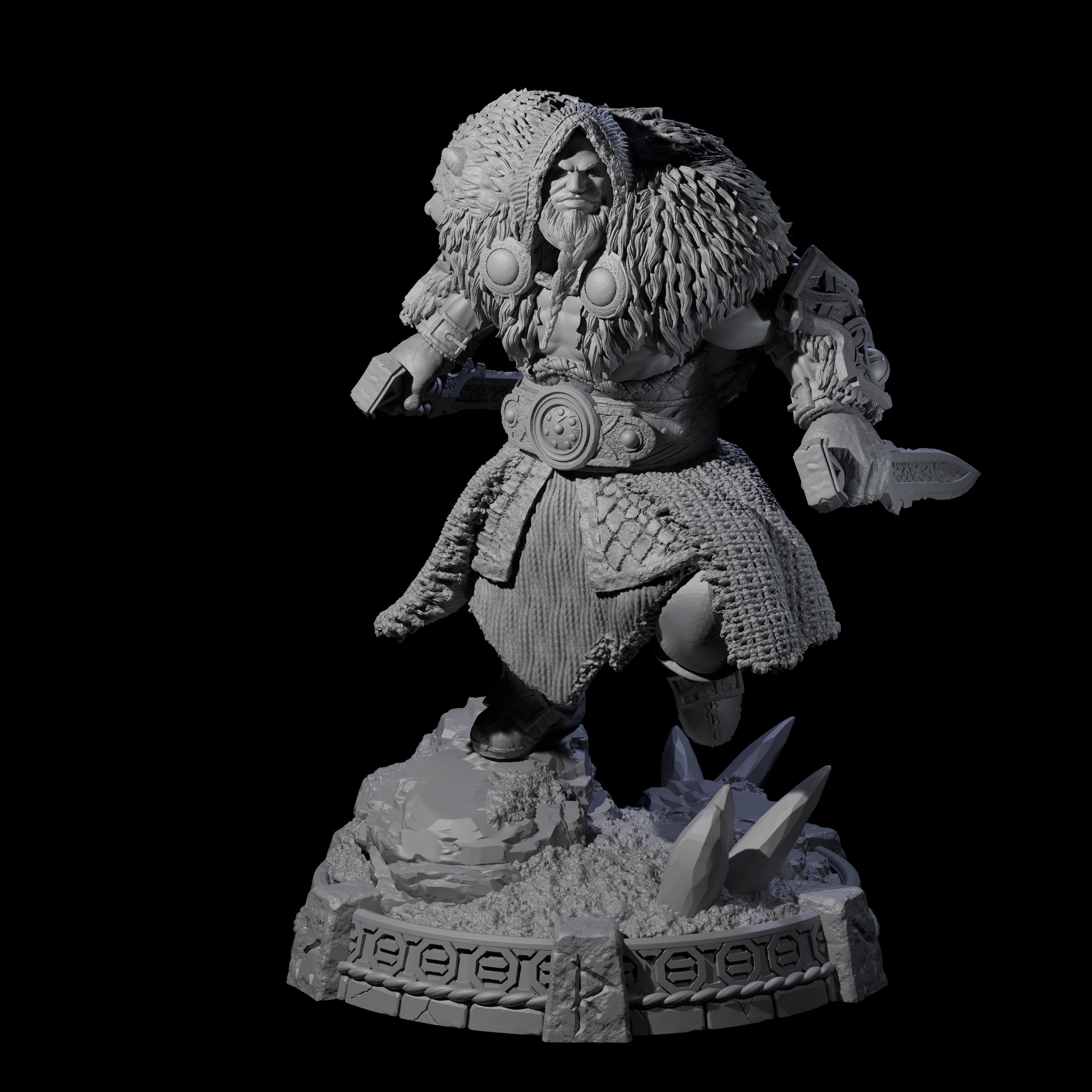 Wrapped Up Warrior of the North F Miniature for Dungeons and Dragons, Pathfinder or other TTRPGs