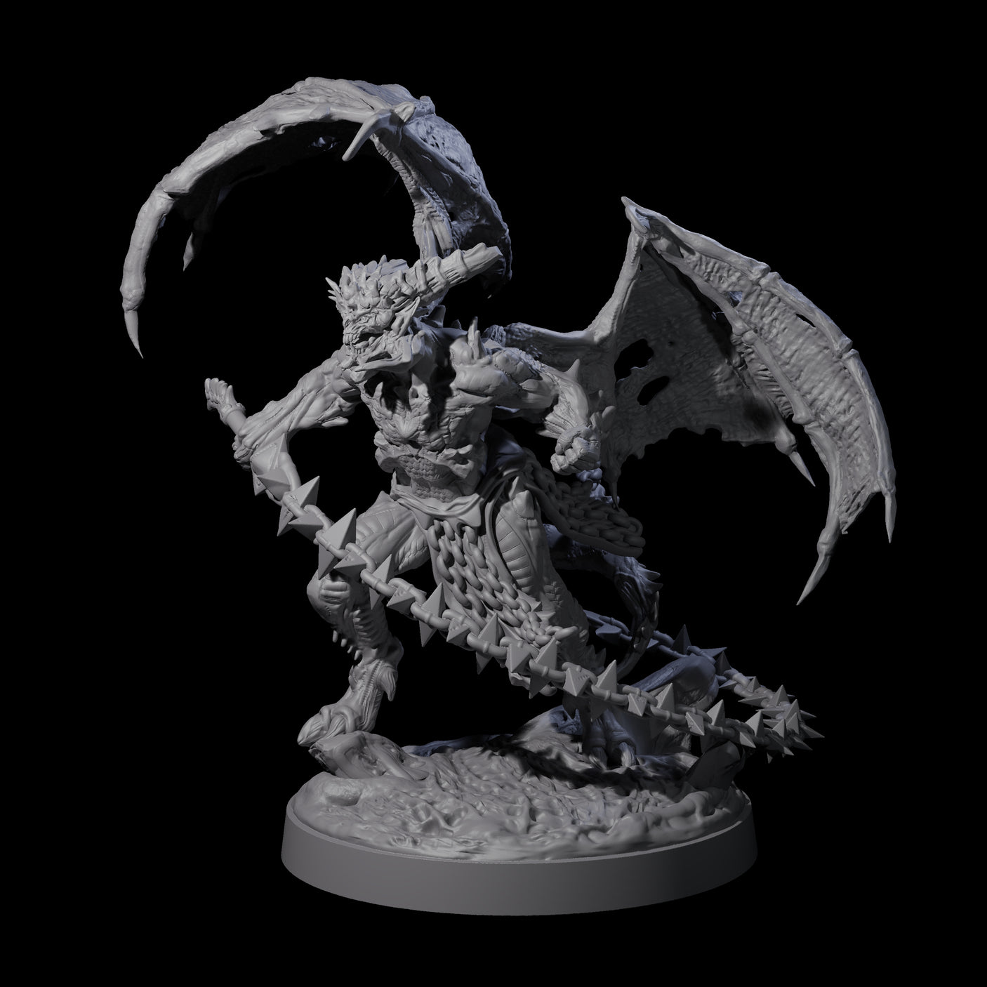 Wrathful Demon Courtier B Miniature for Dungeons and Dragons, Pathfinder or other TTRPGs