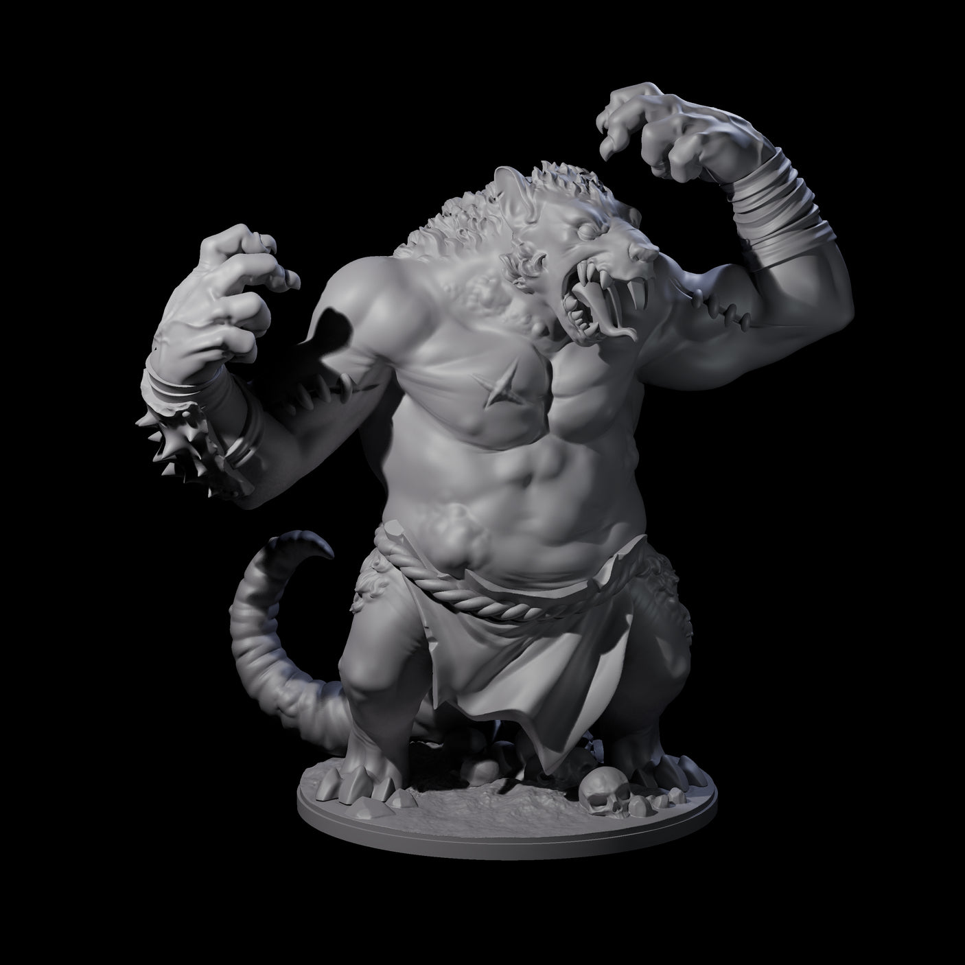 Wrathful Ratfolk Berserker Miniature for Dungeons and Dragons, Pathfinder or other TTRPGs