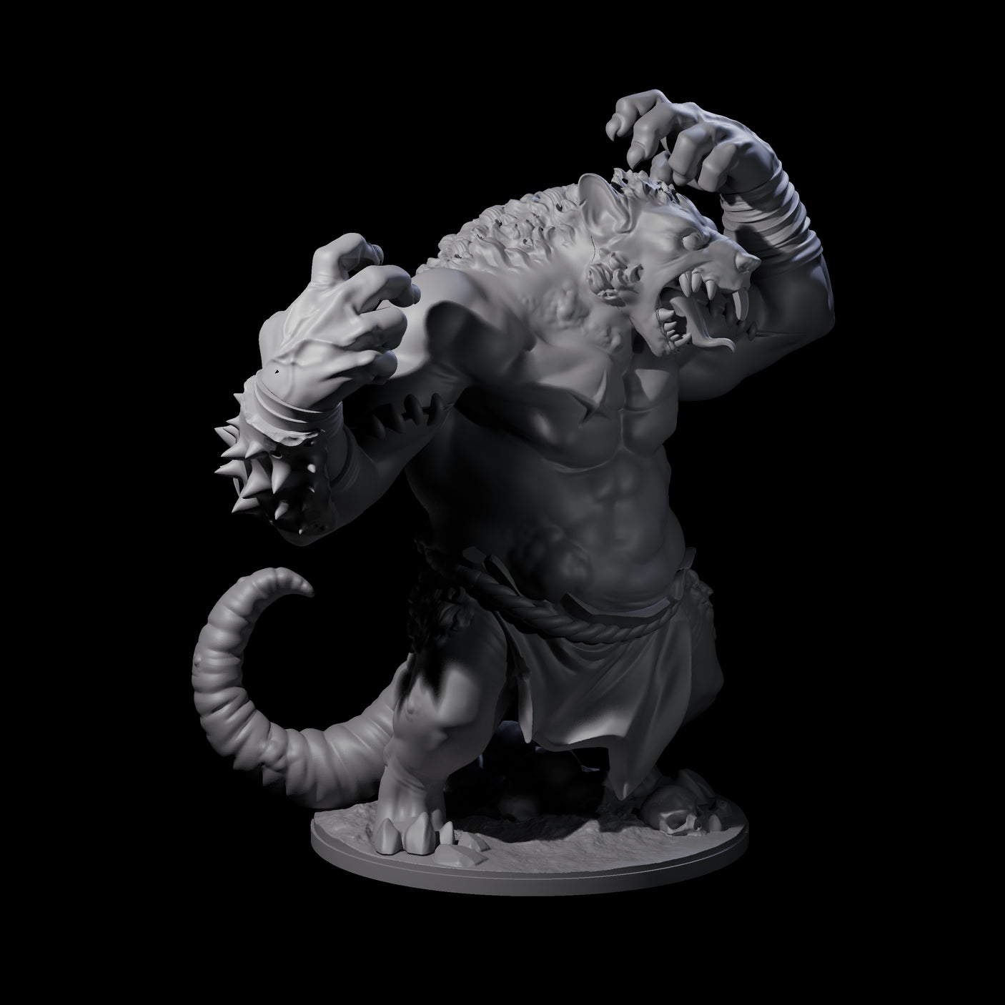 Wrathful Ratfolk Berserker Miniature for Dungeons and Dragons, Pathfinder or other TTRPGs