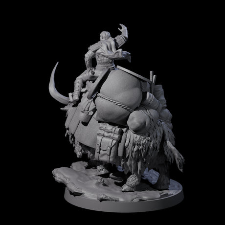 Yak Riding Merchant Miniature for Dungeons and Dragons, Pathfinder or other TTRPGs