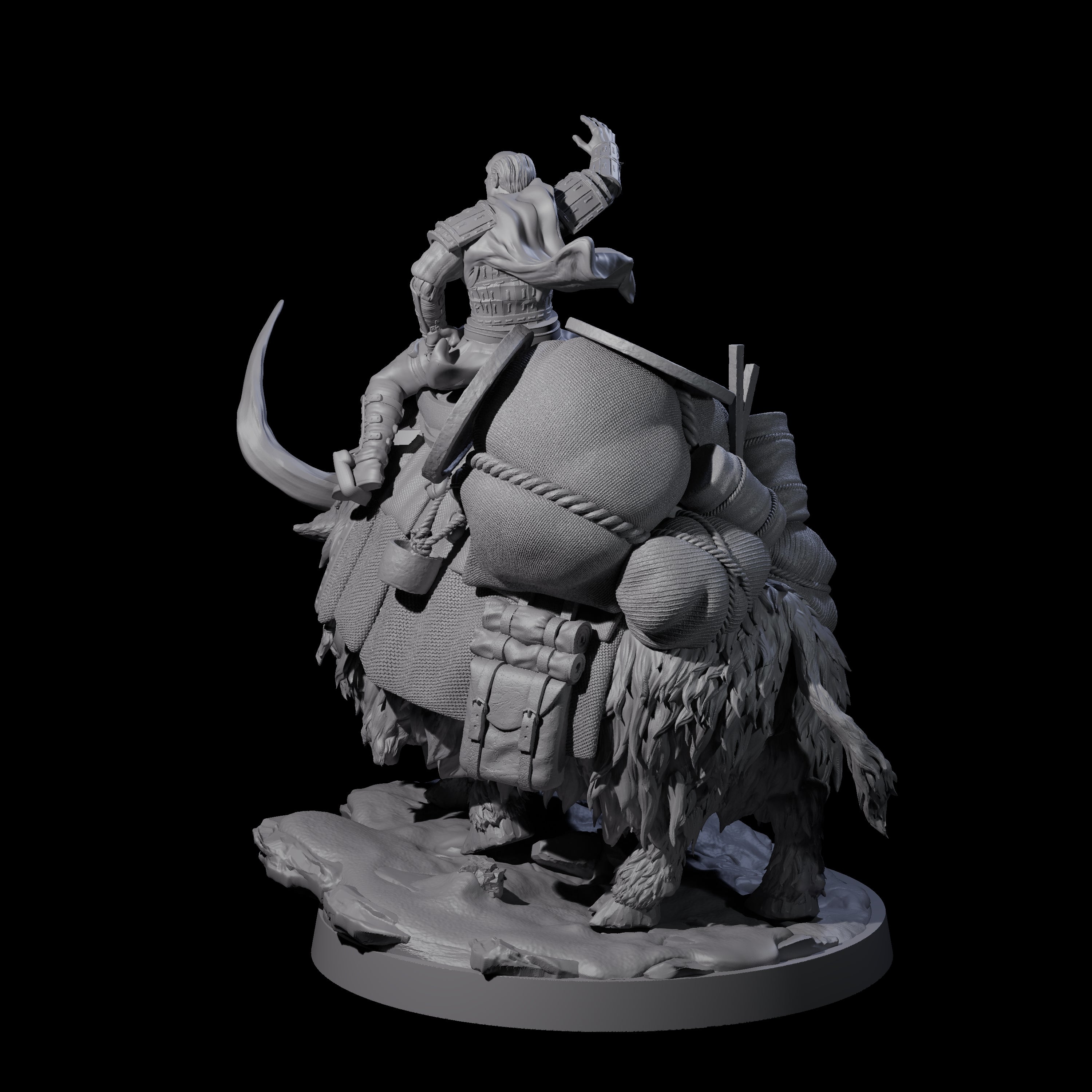Yak Riding Merchant Miniature for Dungeons and Dragons, Pathfinder or other TTRPGs