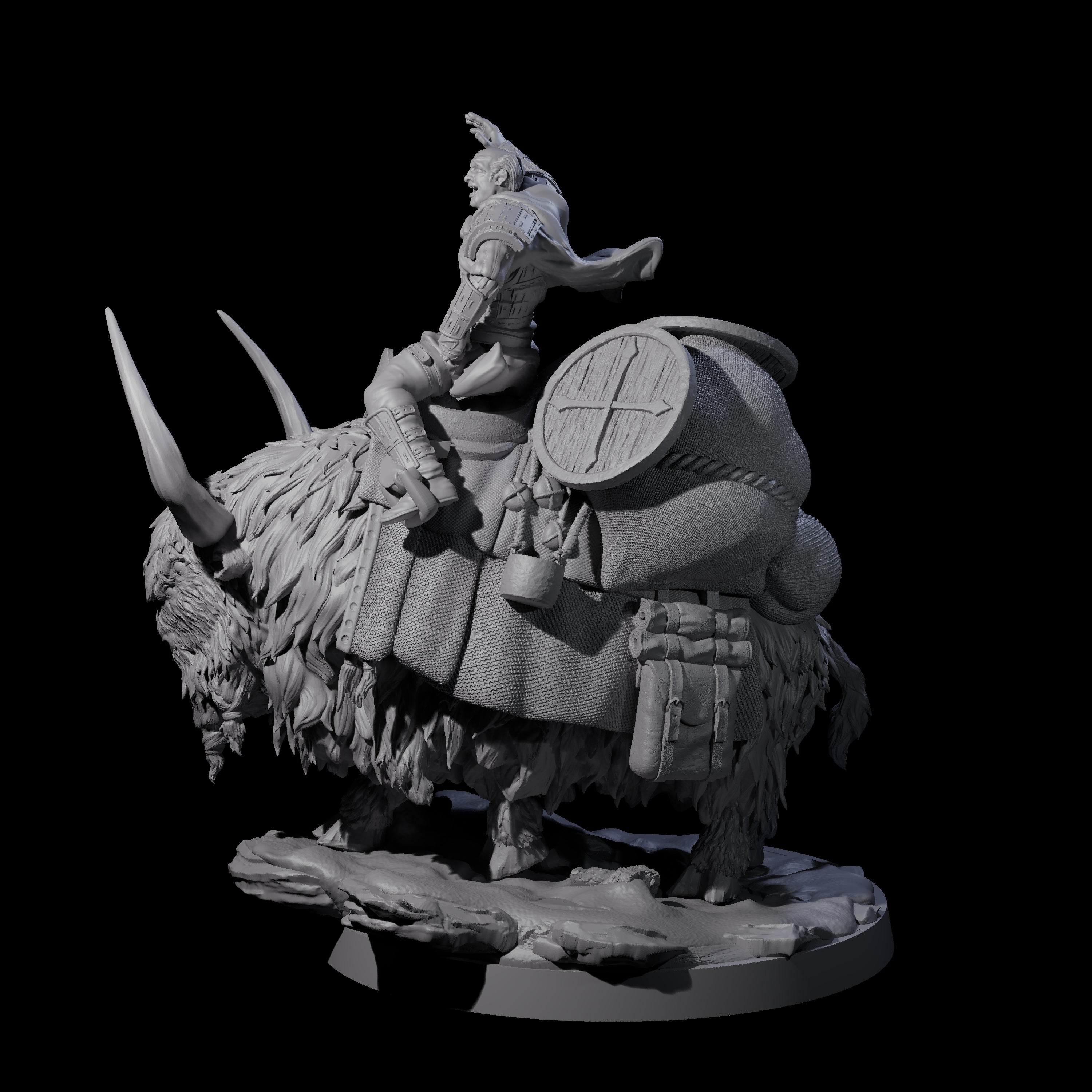 Yak Riding Merchant Miniature for Dungeons and Dragons, Pathfinder or other TTRPGs