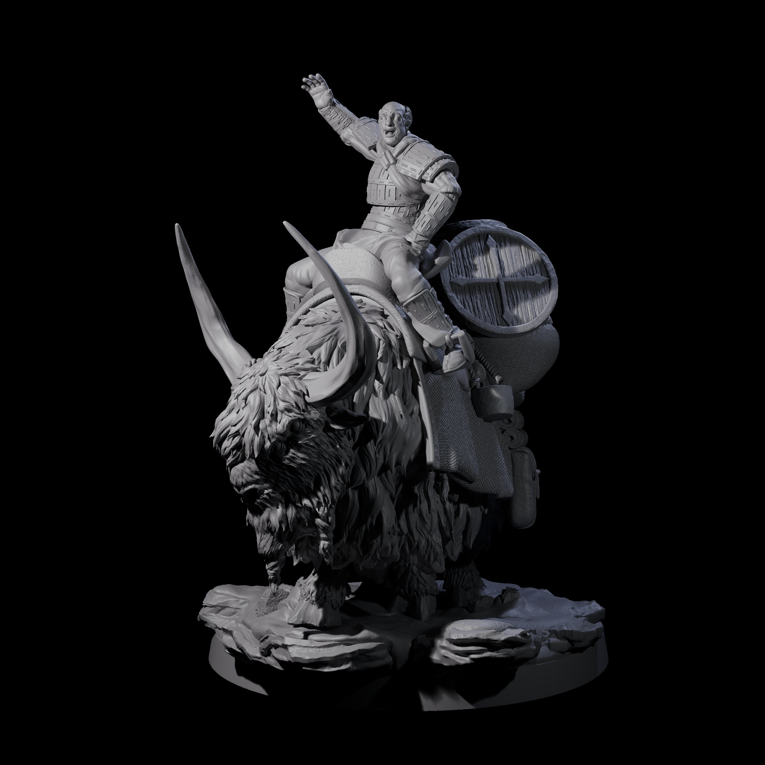 Yak Riding Merchant Miniature for Dungeons and Dragons, Pathfinder or other TTRPGs