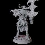 Yakfolk Axe Fighter Miniature for Dungeons and Dragons, Pathfinder or other TTRPGs