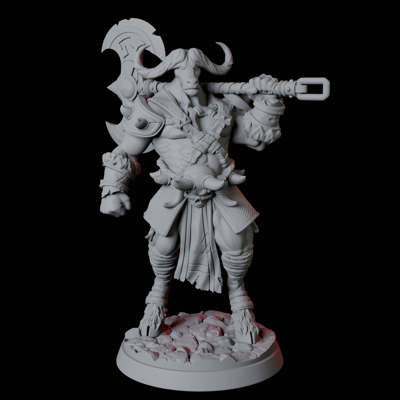 Yakfolk Axe Fighter Miniature for Dungeons and Dragons, Pathfinder or other TTRPGs