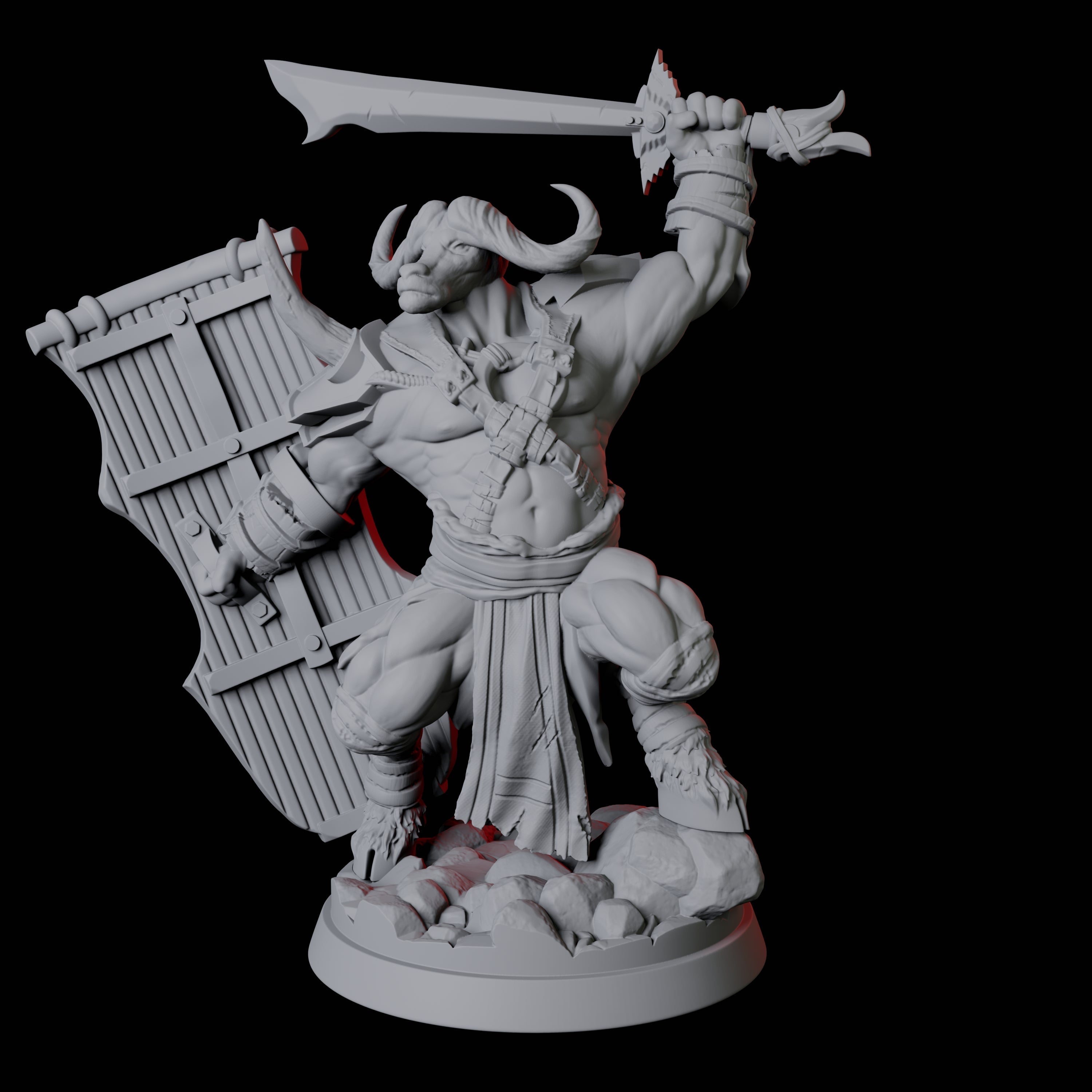 Yakfolk Warrior with Sword and Shield Miniature for Dungeons and Dragons, Pathfinder or other TTRPGs