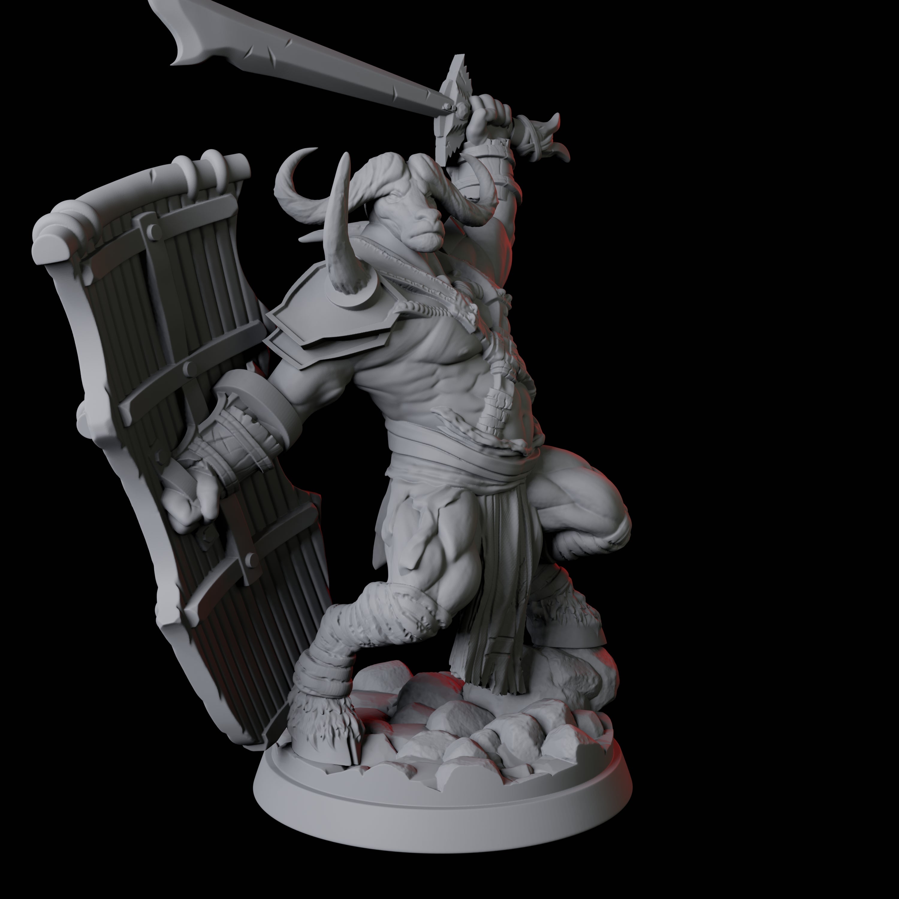 Yakfolk Warrior with Sword and Shield Miniature for Dungeons and Dragons, Pathfinder or other TTRPGs