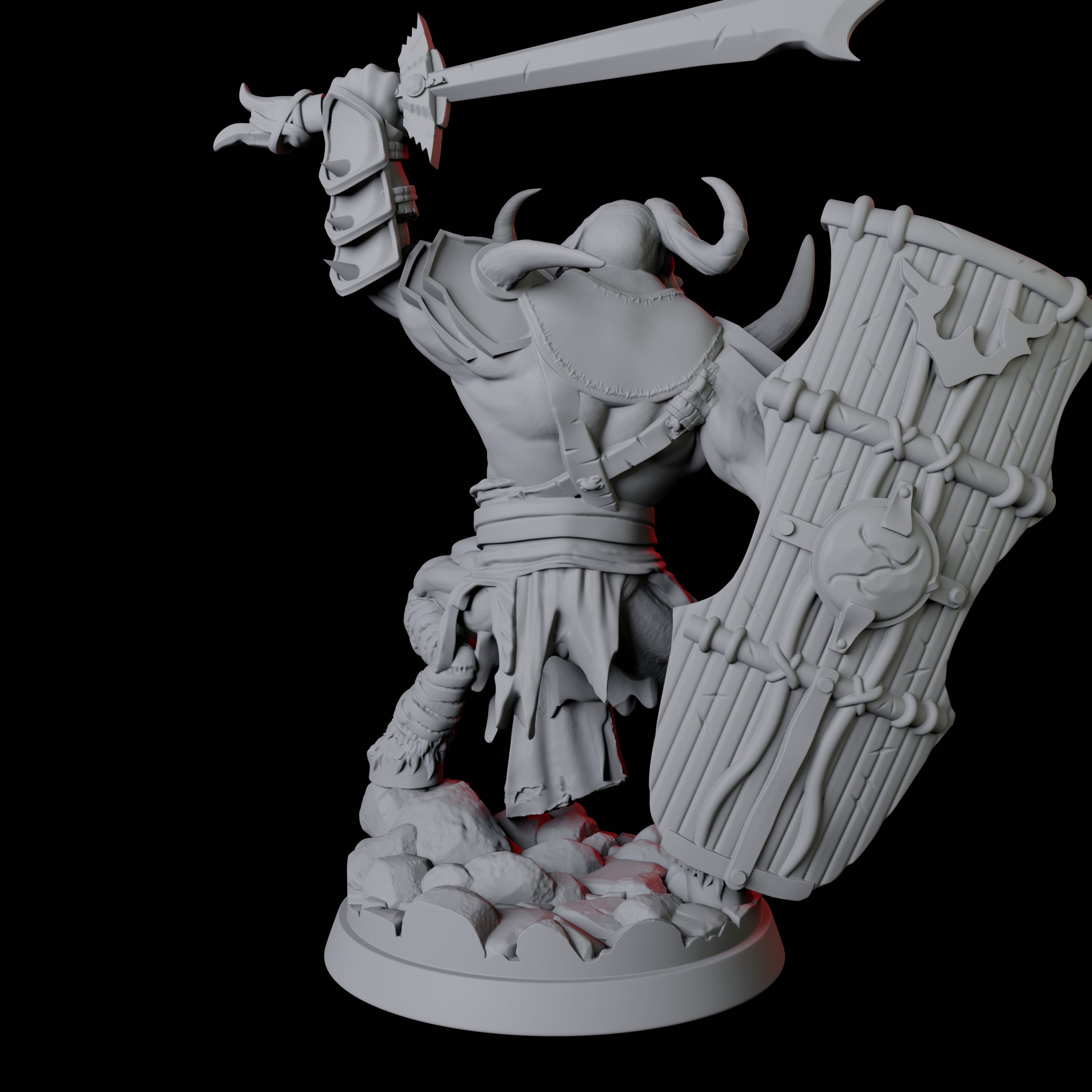 Yakfolk Warrior with Sword and Shield Miniature for Dungeons and Dragons, Pathfinder or other TTRPGs