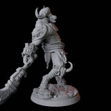 Yakfolk with Stone Sword Miniature for Dungeons and Dragons, Pathfinder or other TTRPGs