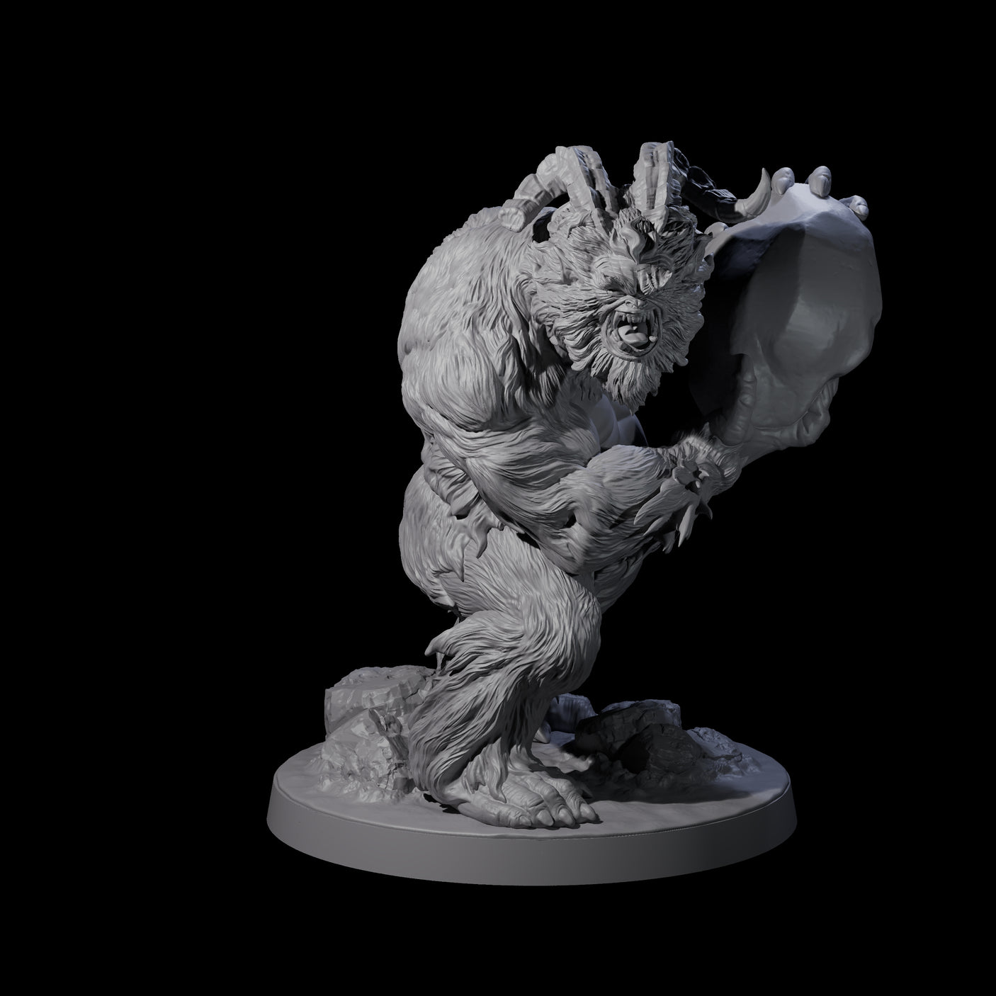 Yeti Stonehurler C Miniature for Dungeons and Dragons, Pathfinder or other TTRPGs
