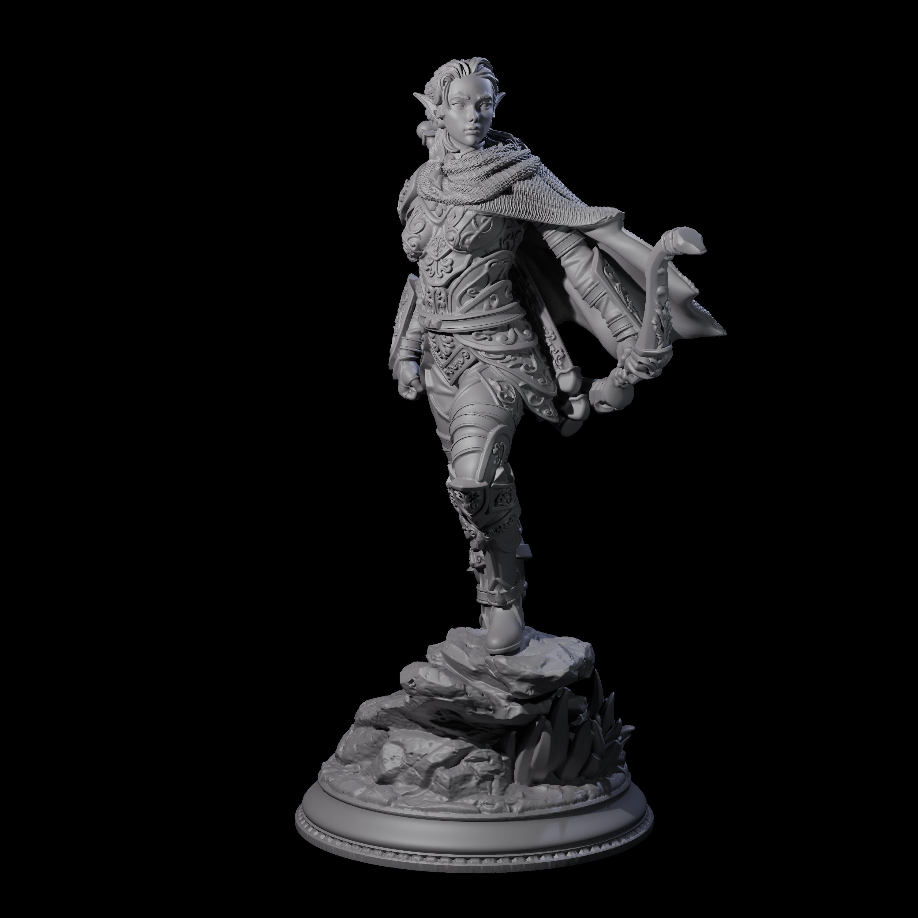 Young Elf Hunter Miniature for Dungeons and Dragons, Pathfinder or other TTRPGs